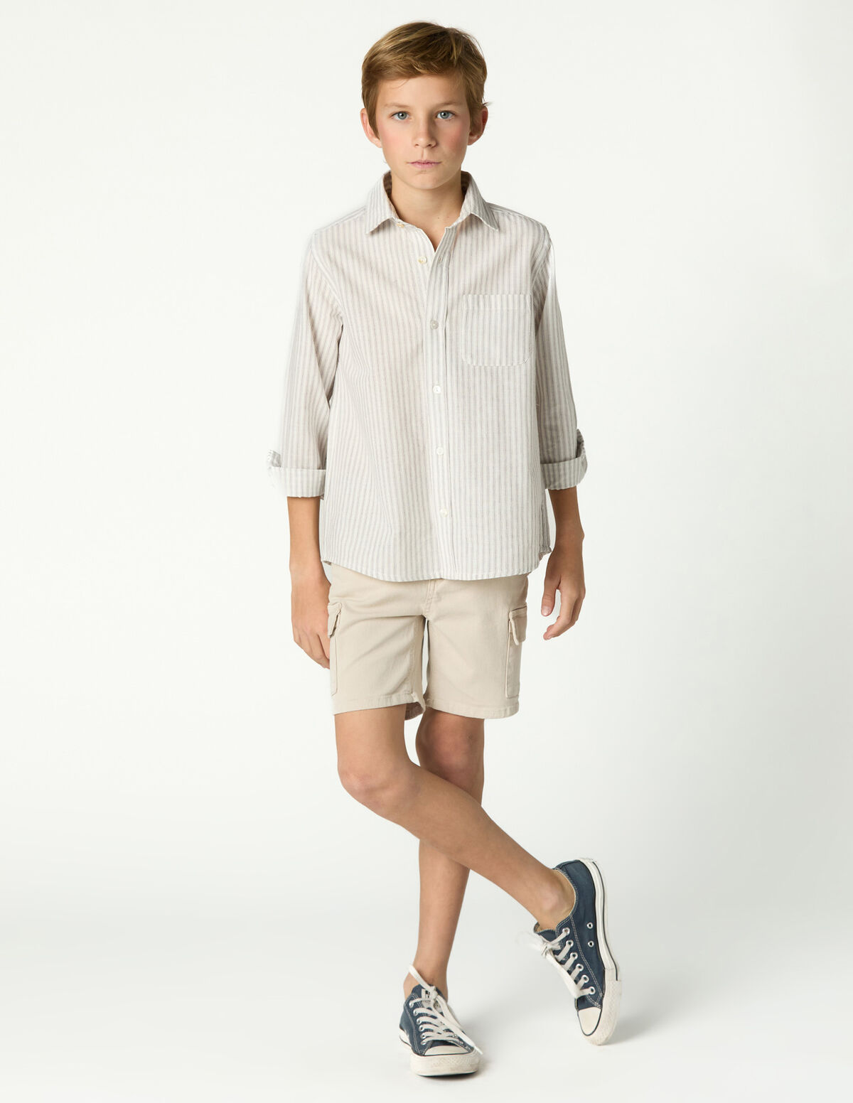 MAROON STRIPED CARGO SHORTS