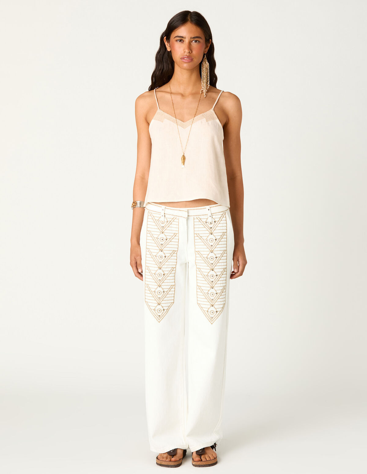 PANTALON BORDADO DENIM BLANCO
