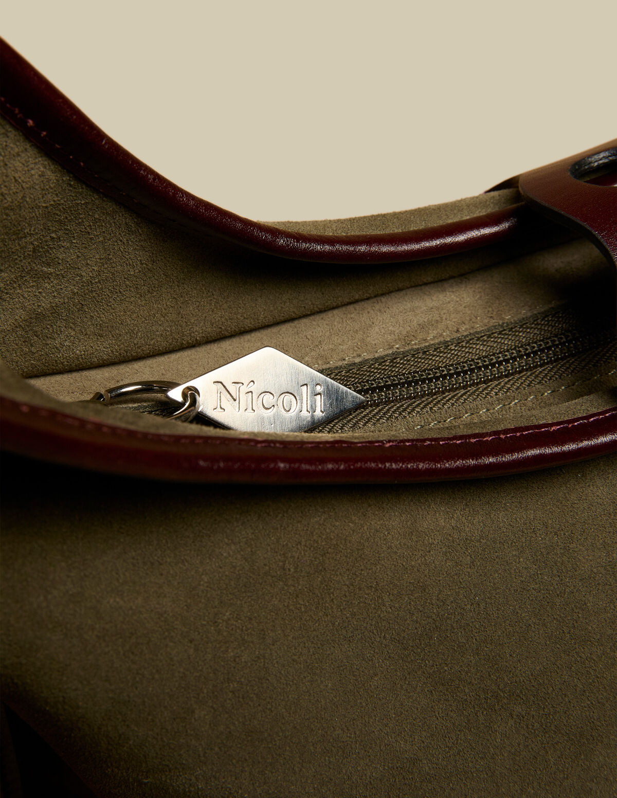 KHAKI SUEDE SHOPPING BAG