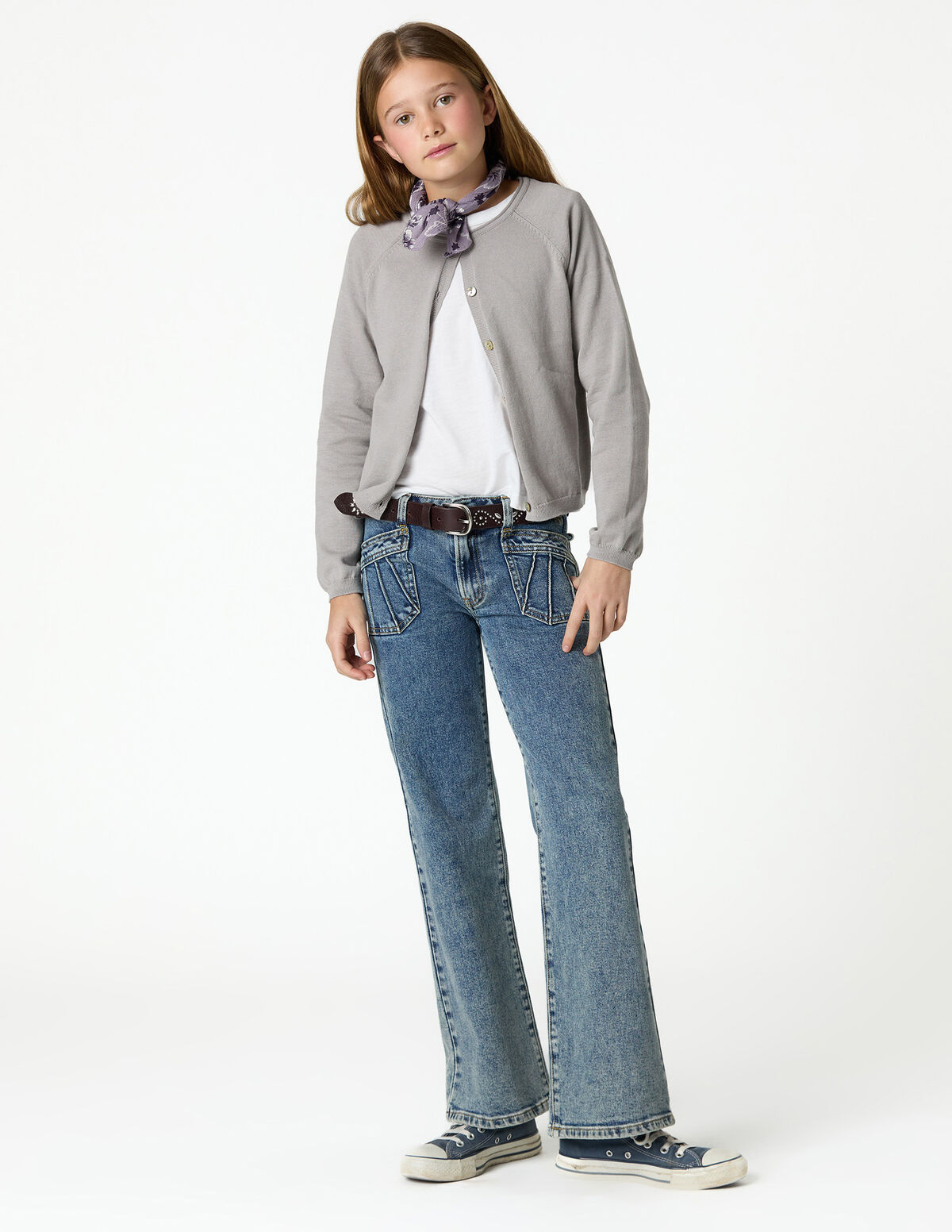 BLUE SEAMED POCKET JEANS