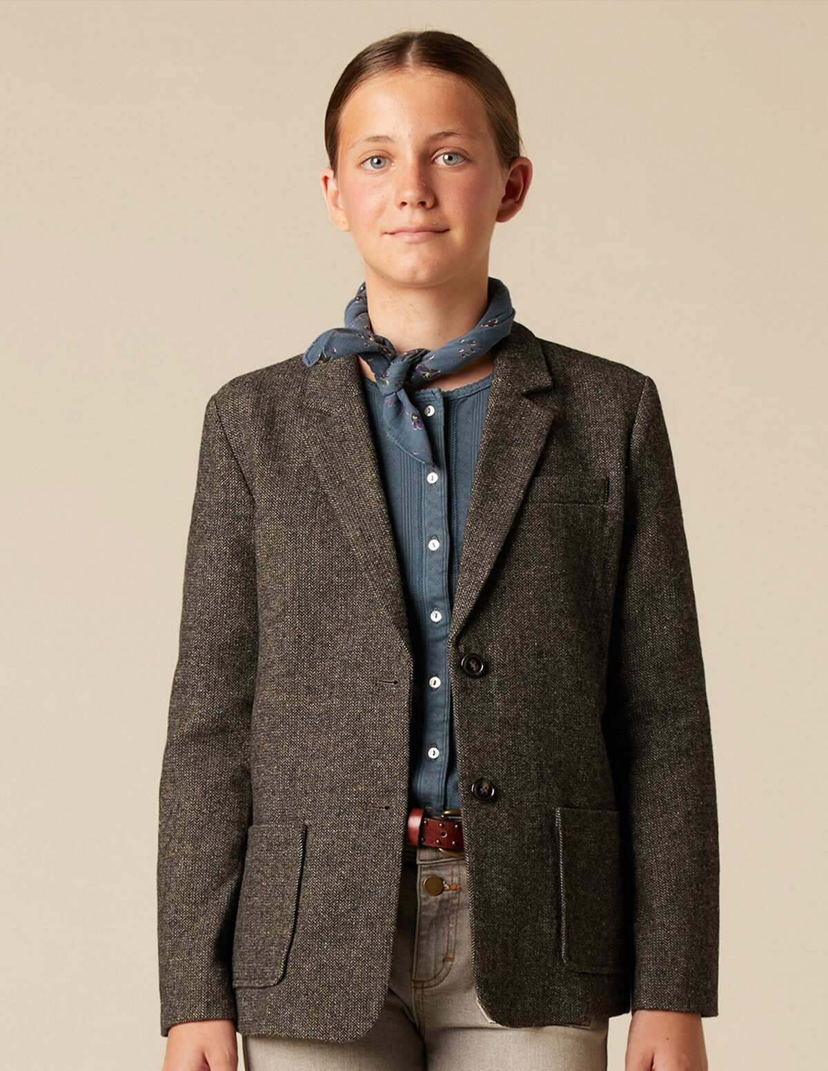 GREY HERRINGBONE BLAZER
