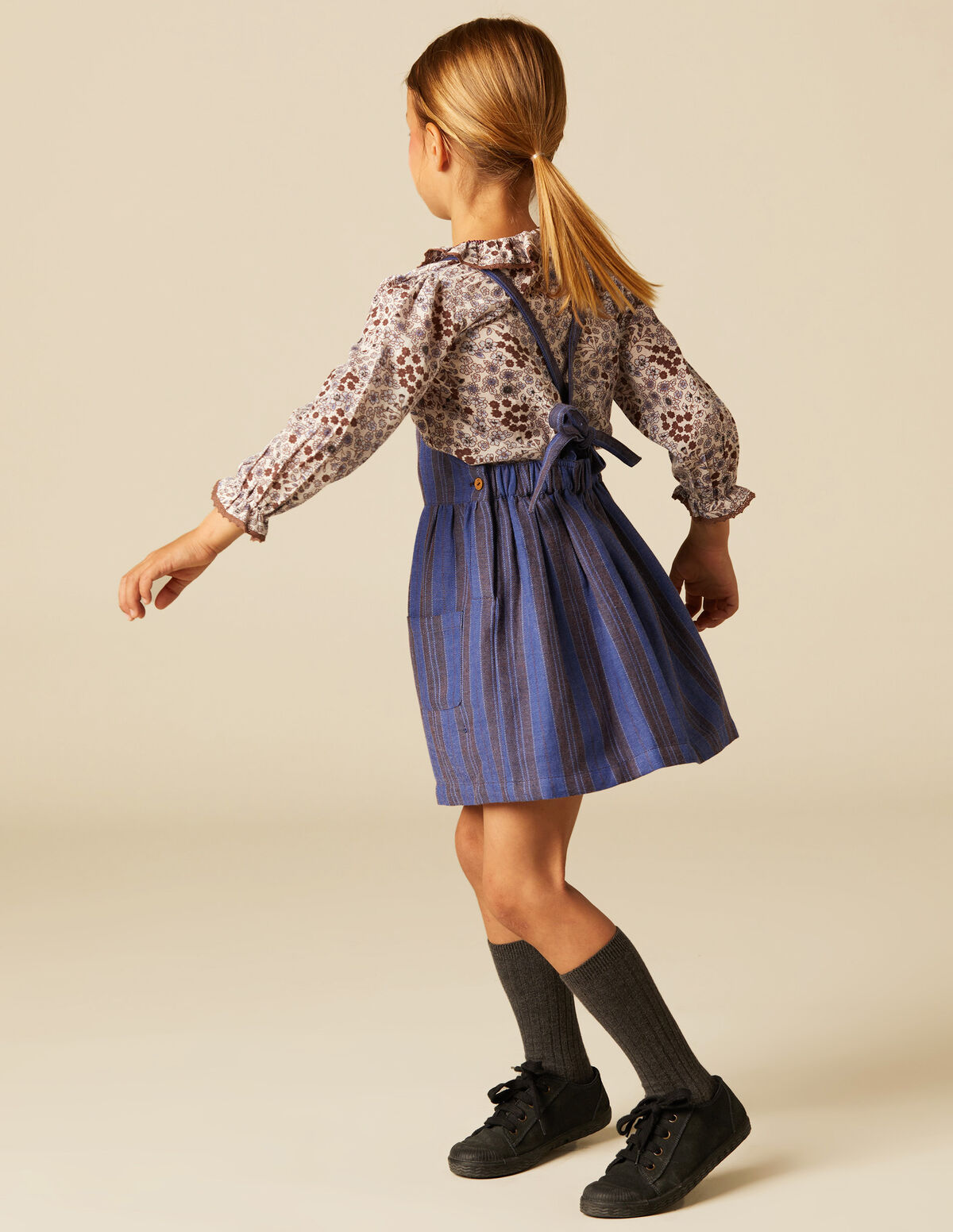 BERRY STRIPED PINAFORE DRESS