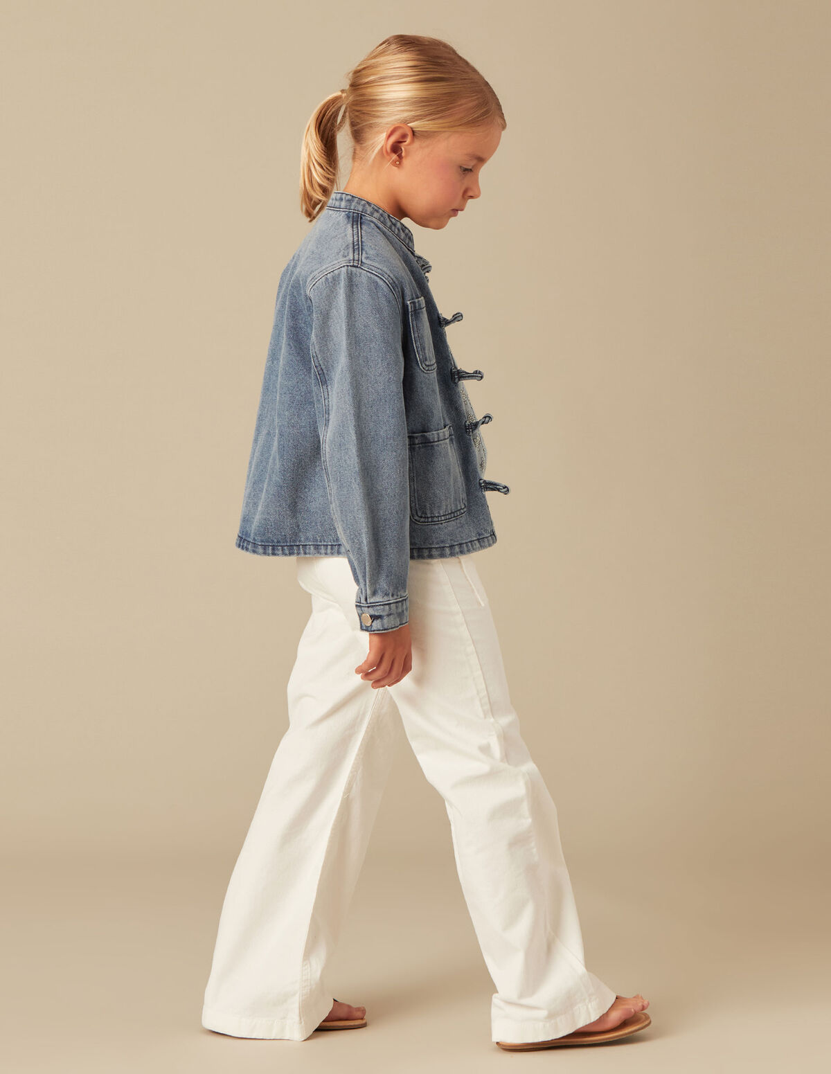 DENIM GRANDAD COLLAR JACKET