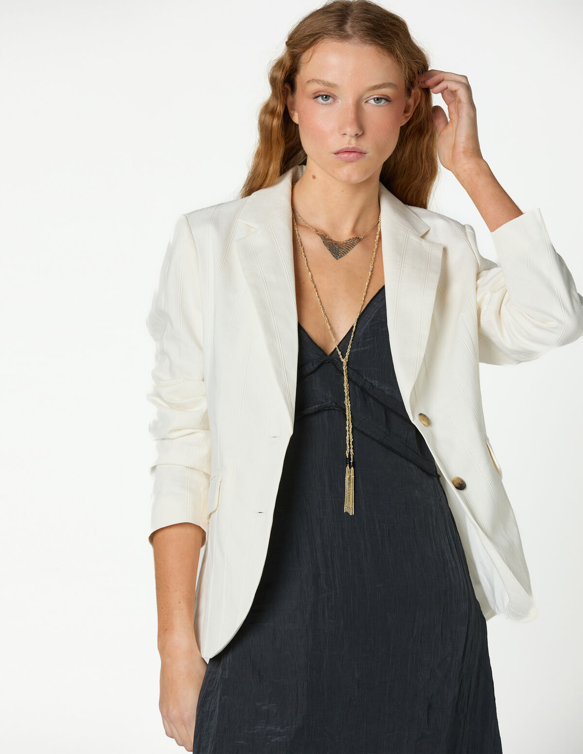 ECRU STRIPED BLAZER
