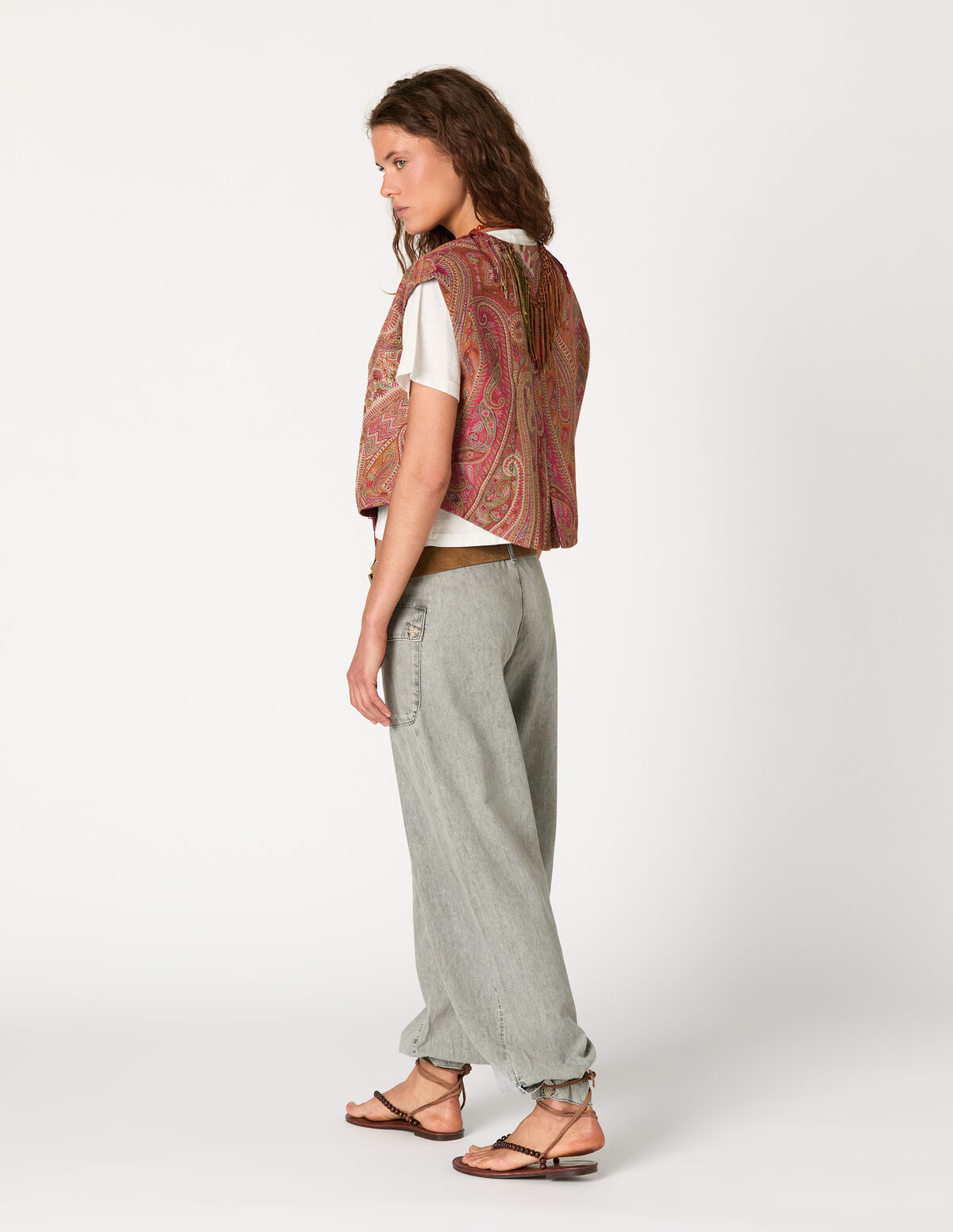 GILET PAISLEY POMPONS