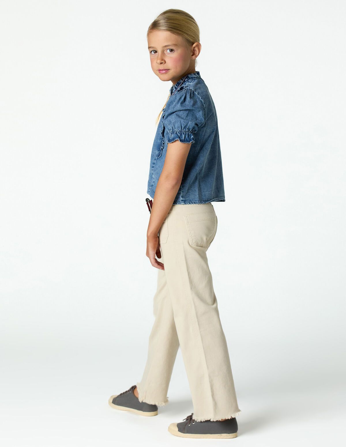 DENIM RUFFLED SHIRT