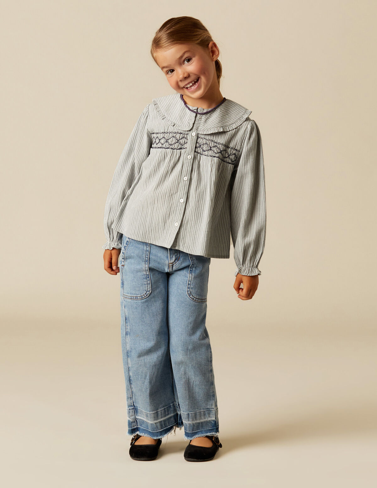 Blue wide leg jeans
