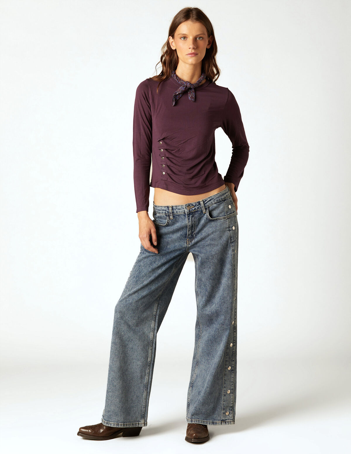 T-SHIRT BOUTONS C&Ocirc;T&Eacute; AM&Eacute;THYSTE