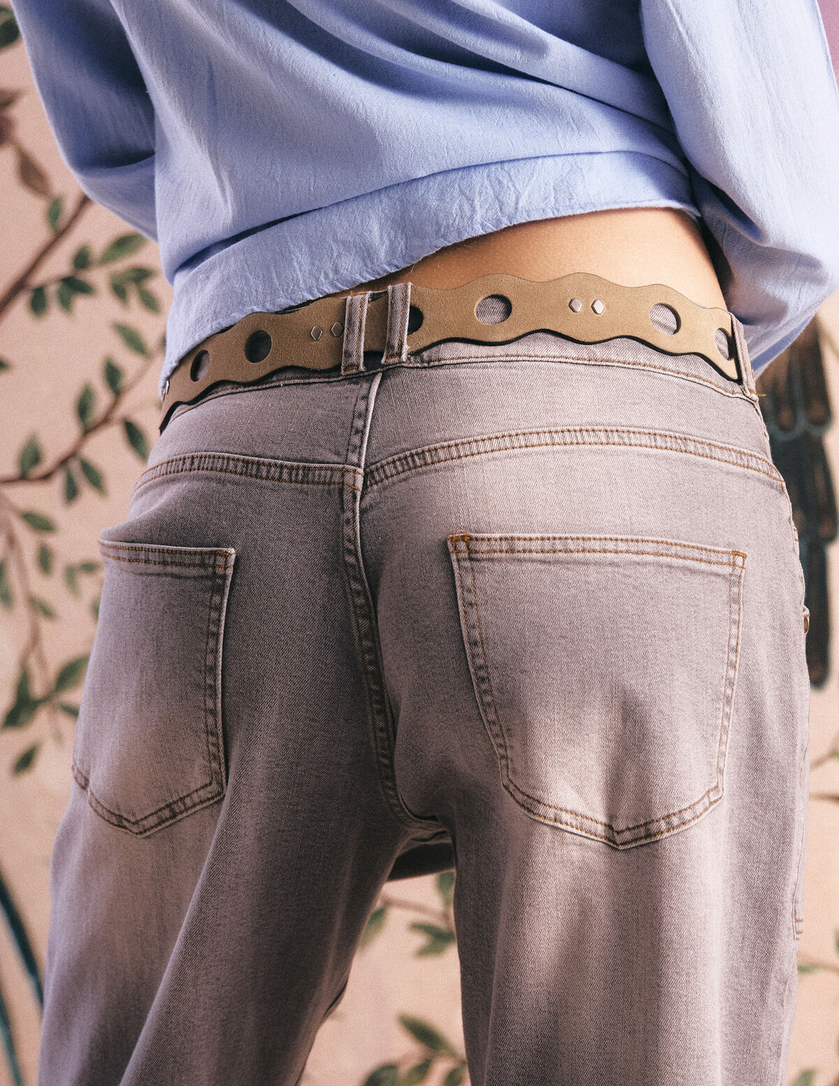 BLUE SPLIT LEATHER RETRO BELT