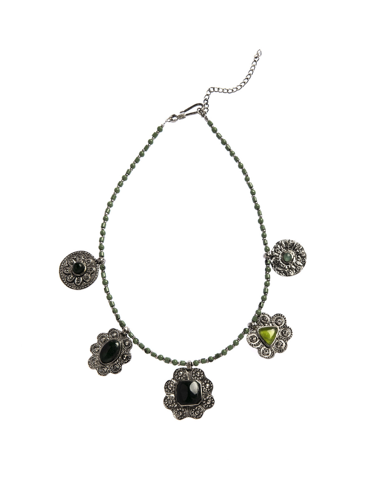 GREEN MEDALLION NECKLACE