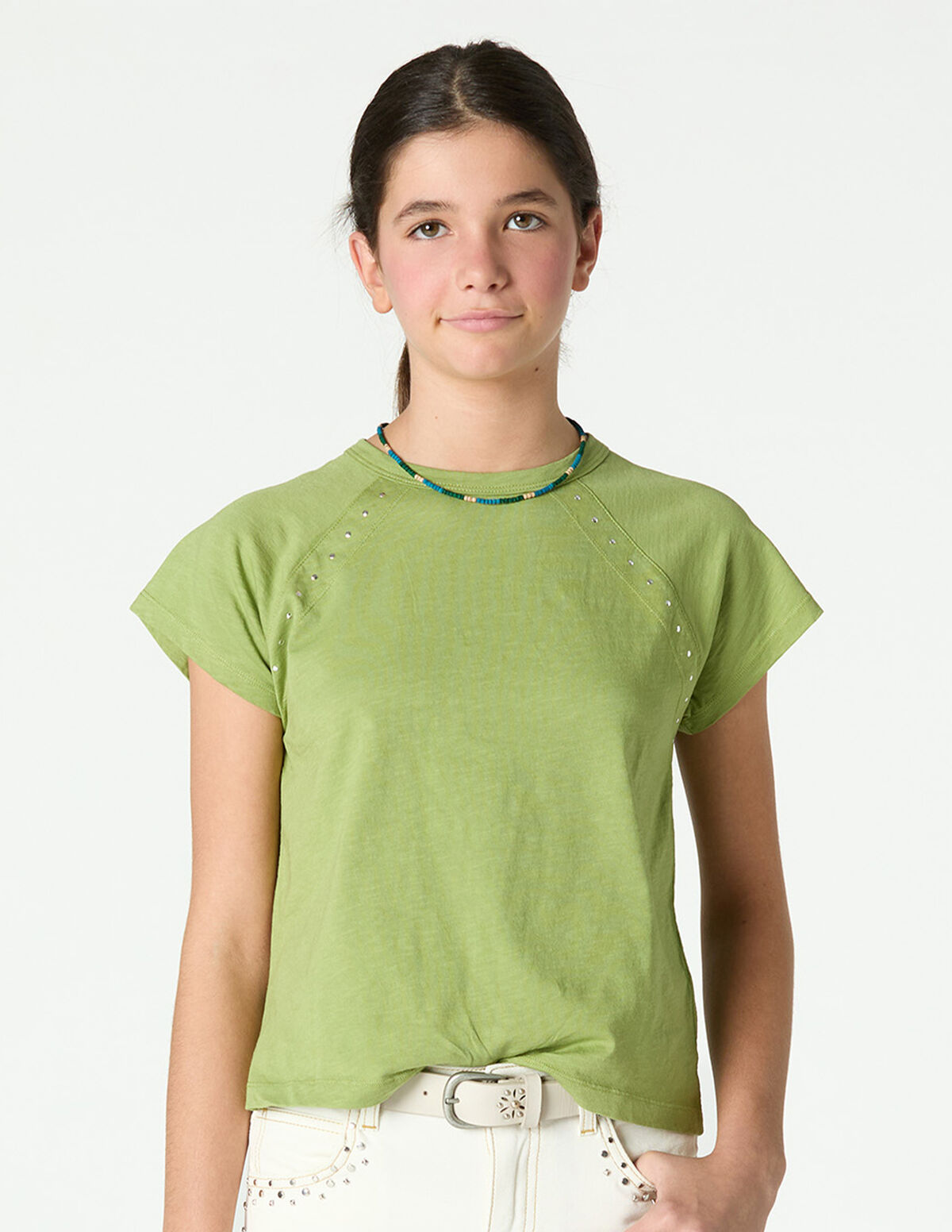 WHITE STUDDED T-SHIRT