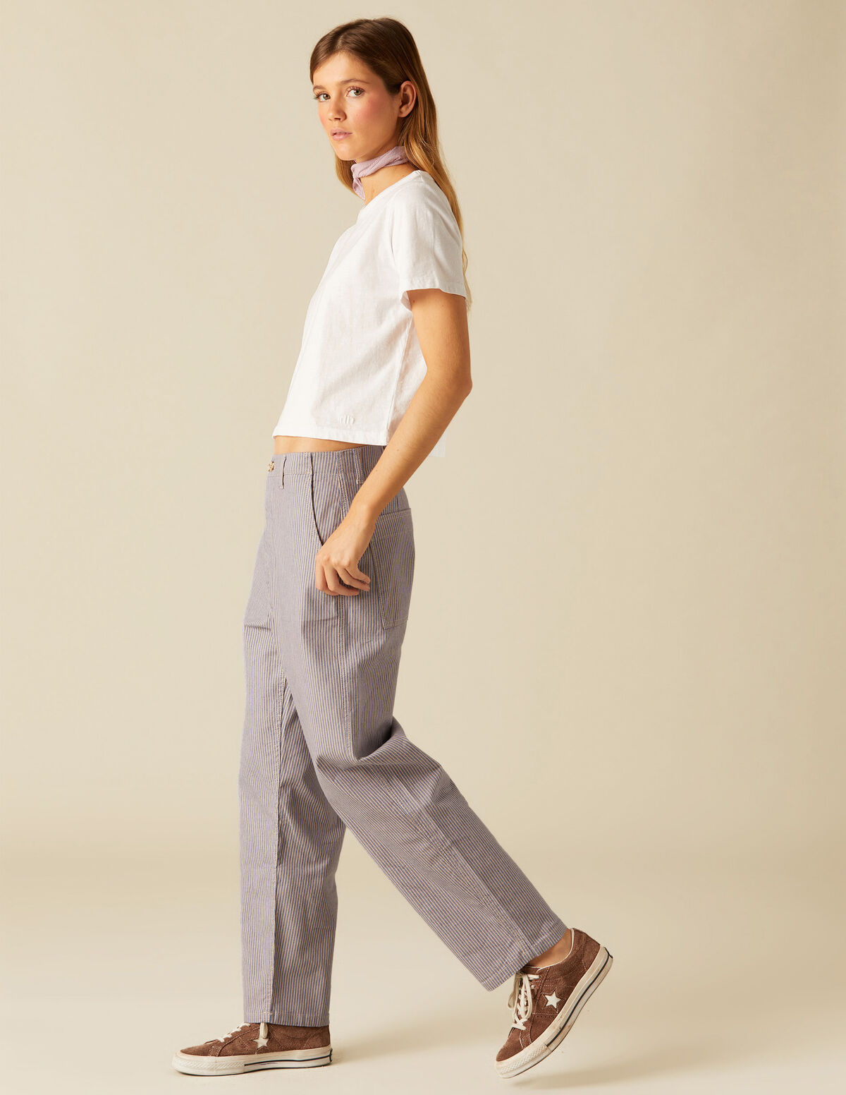 PANTALÓN CHINO RAYAS AZUL