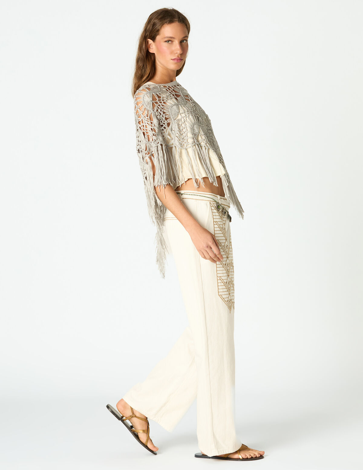 PONCHO CROCHET IRON GREY