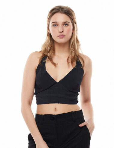 Anthracite V-neck knotted top - View all > - Nícoli