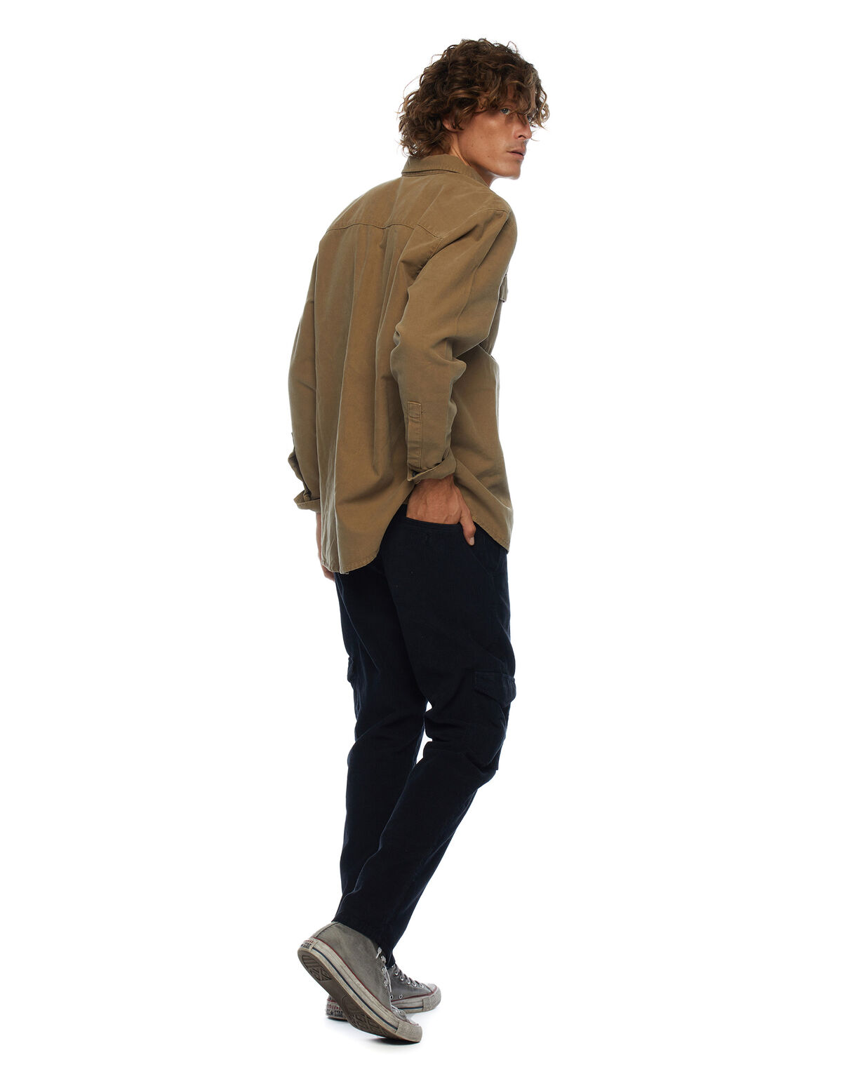 PANTALON CARGO VELOURS CÔTELÉ VERT