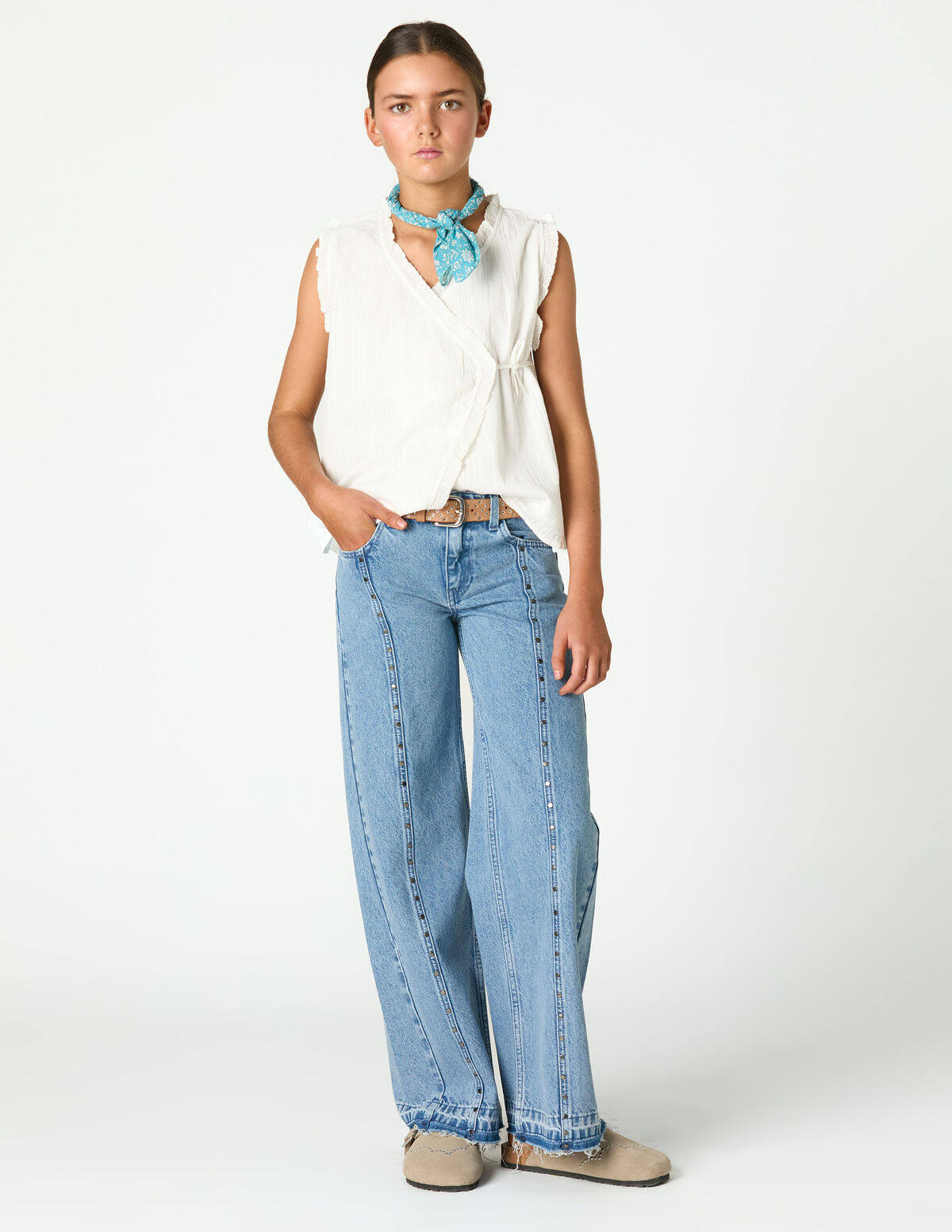 BLUE FRINGED JEANS