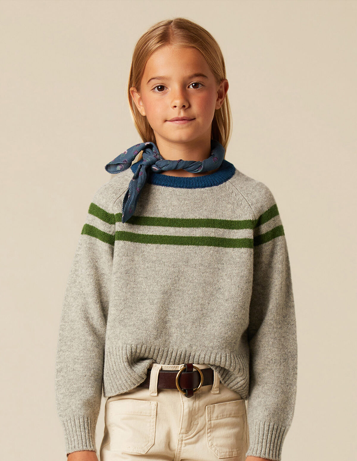 DOUBLE STRIPE GREY JUMPER
