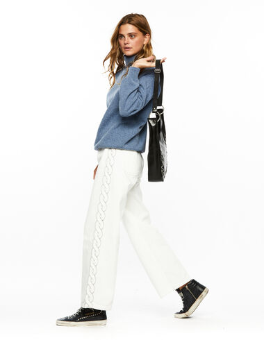 Ecru embroidered wide-leg trousers - View all > - Nícoli