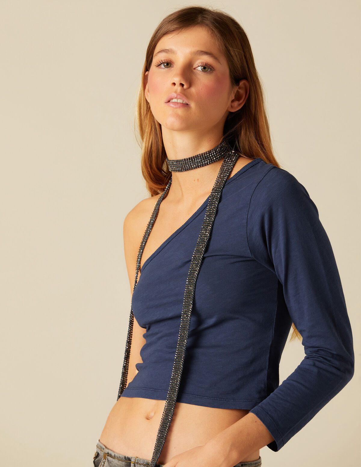 CAMISETA ASIMÉTRICA AZUL