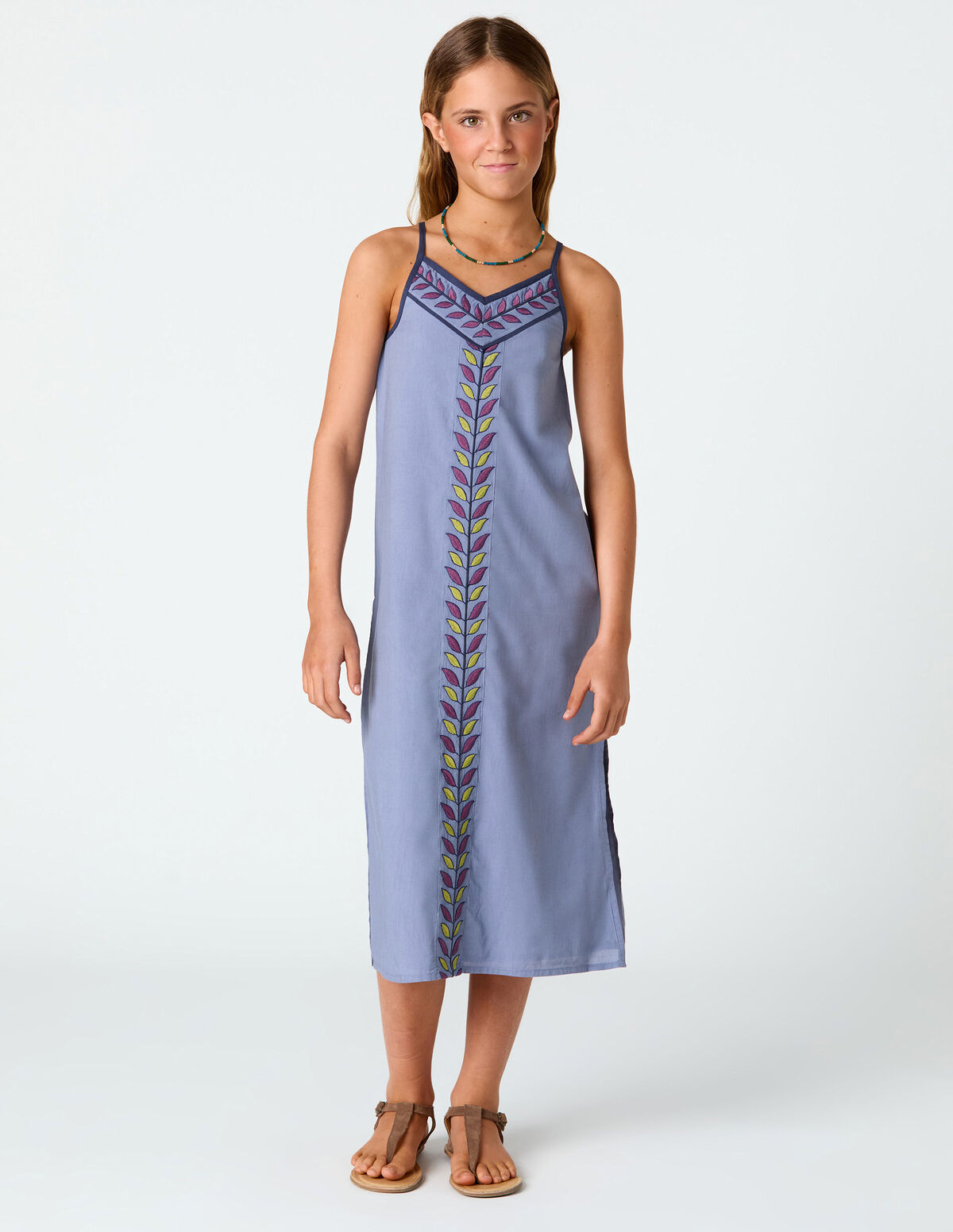 LEAVES EMBROIDERED DRESS