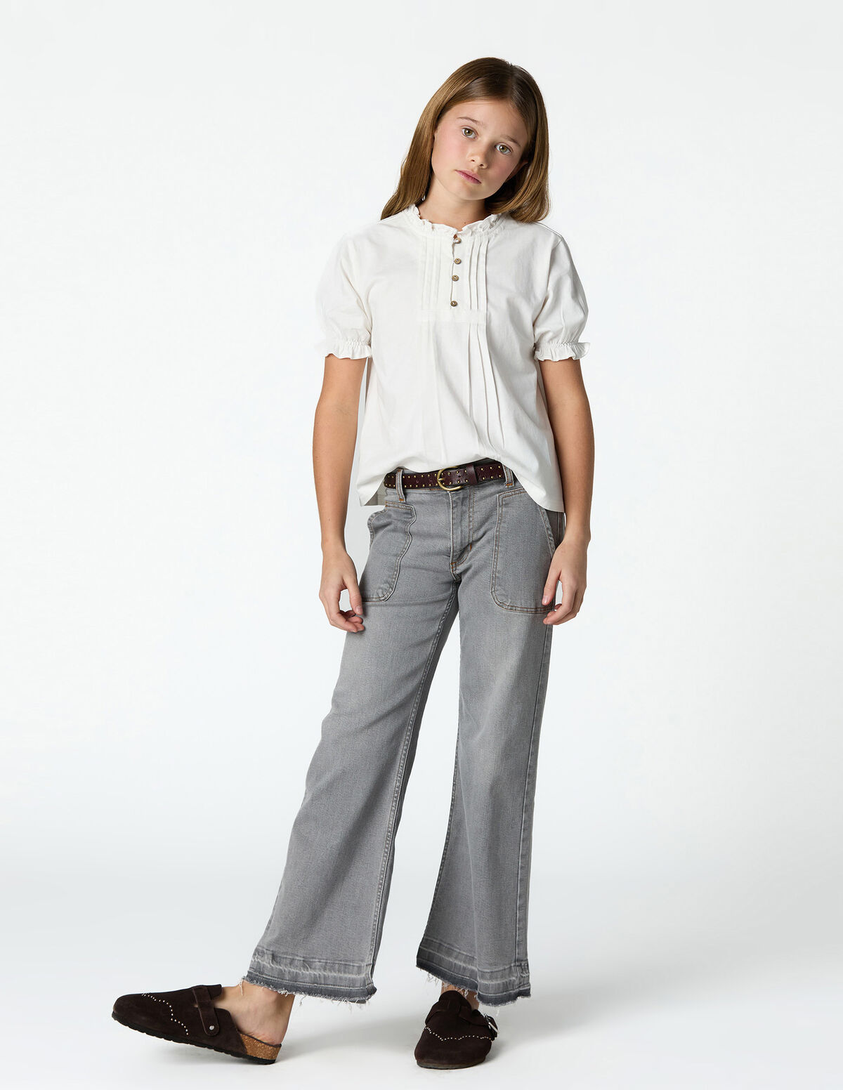 Blue wide leg jeans