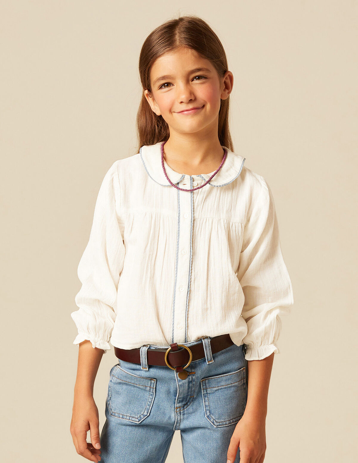CHEMISE RUBAN ONDULÉ BLEU