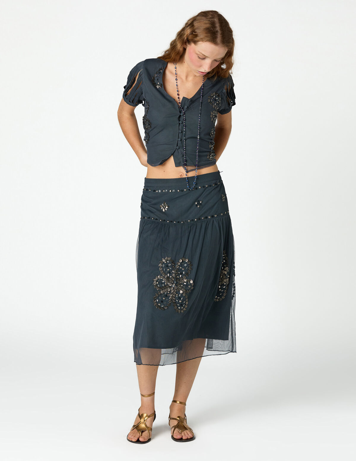 ANTHRACITE EMBROIDERED SHIRT