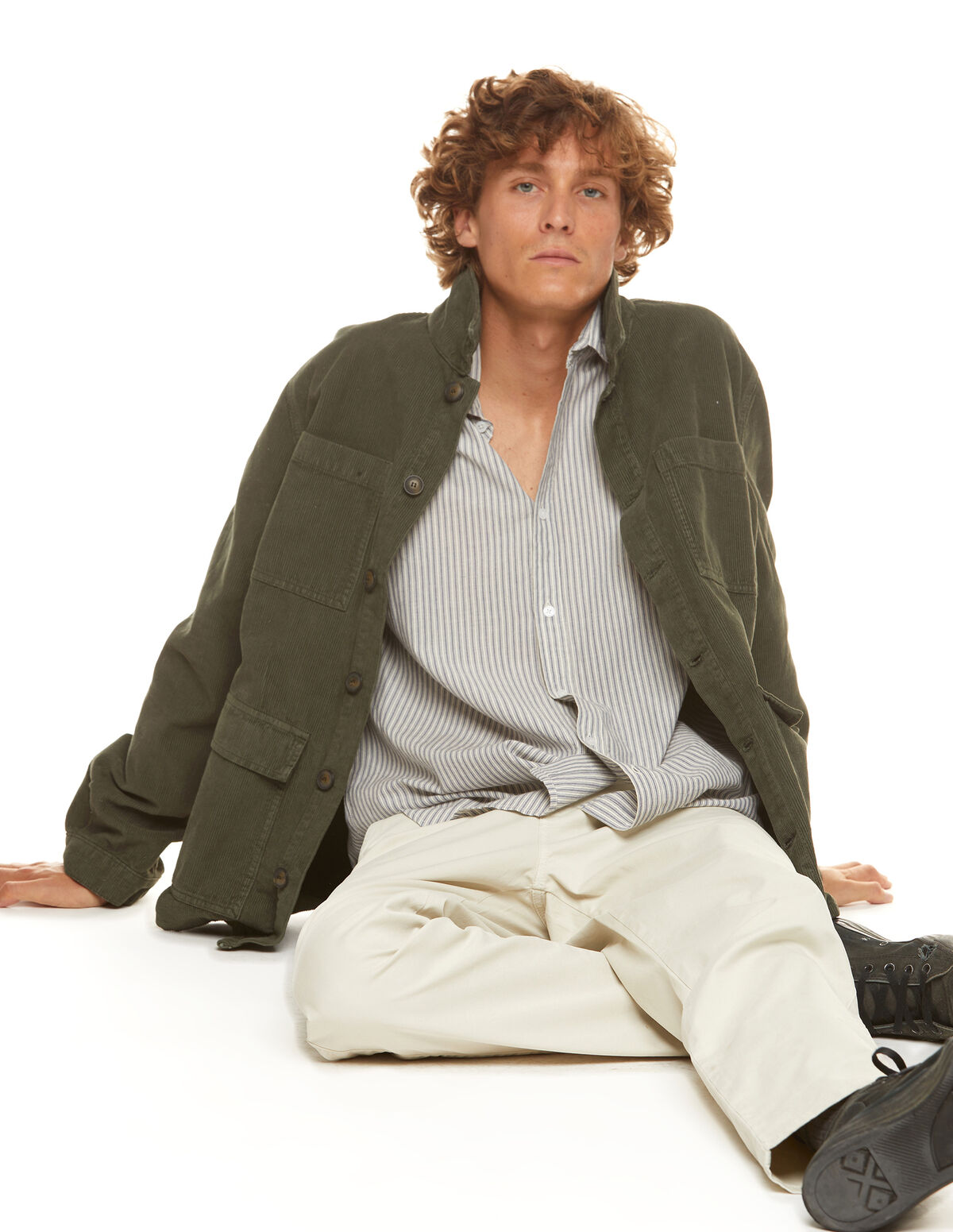 DARK GREEN CORDUROY OVERSHIRT