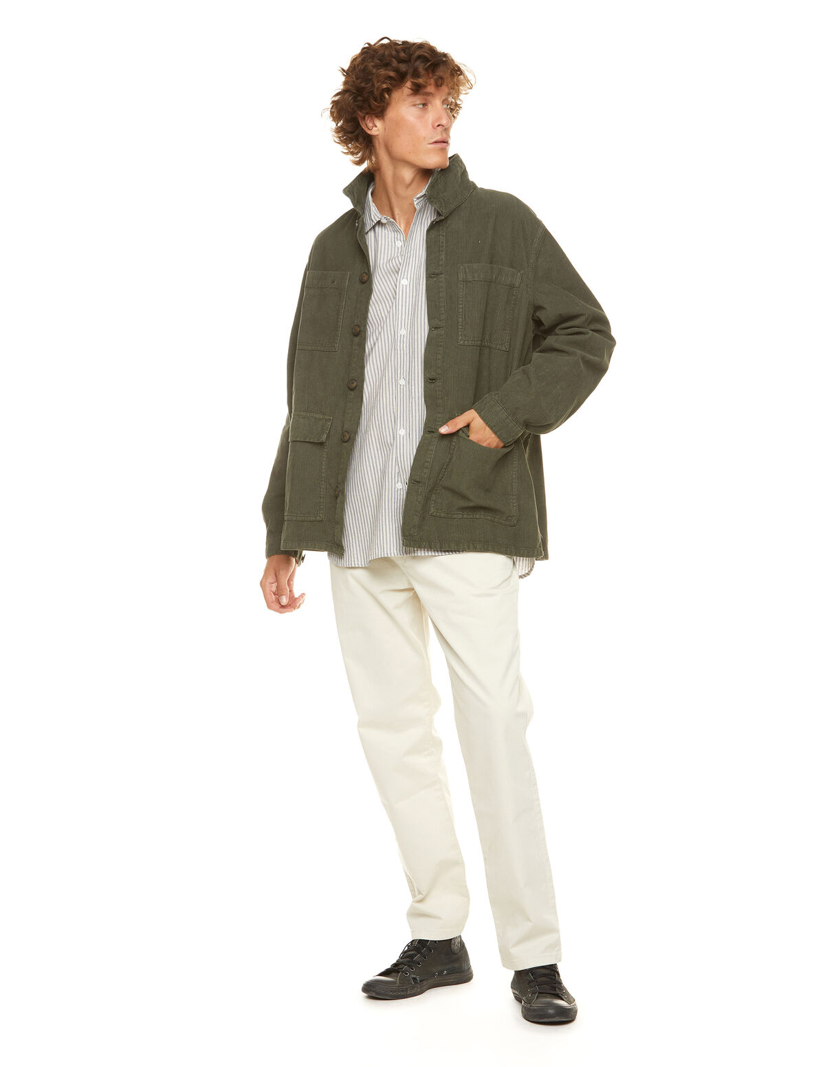 DARK GREEN CORDUROY OVERSHIRT
