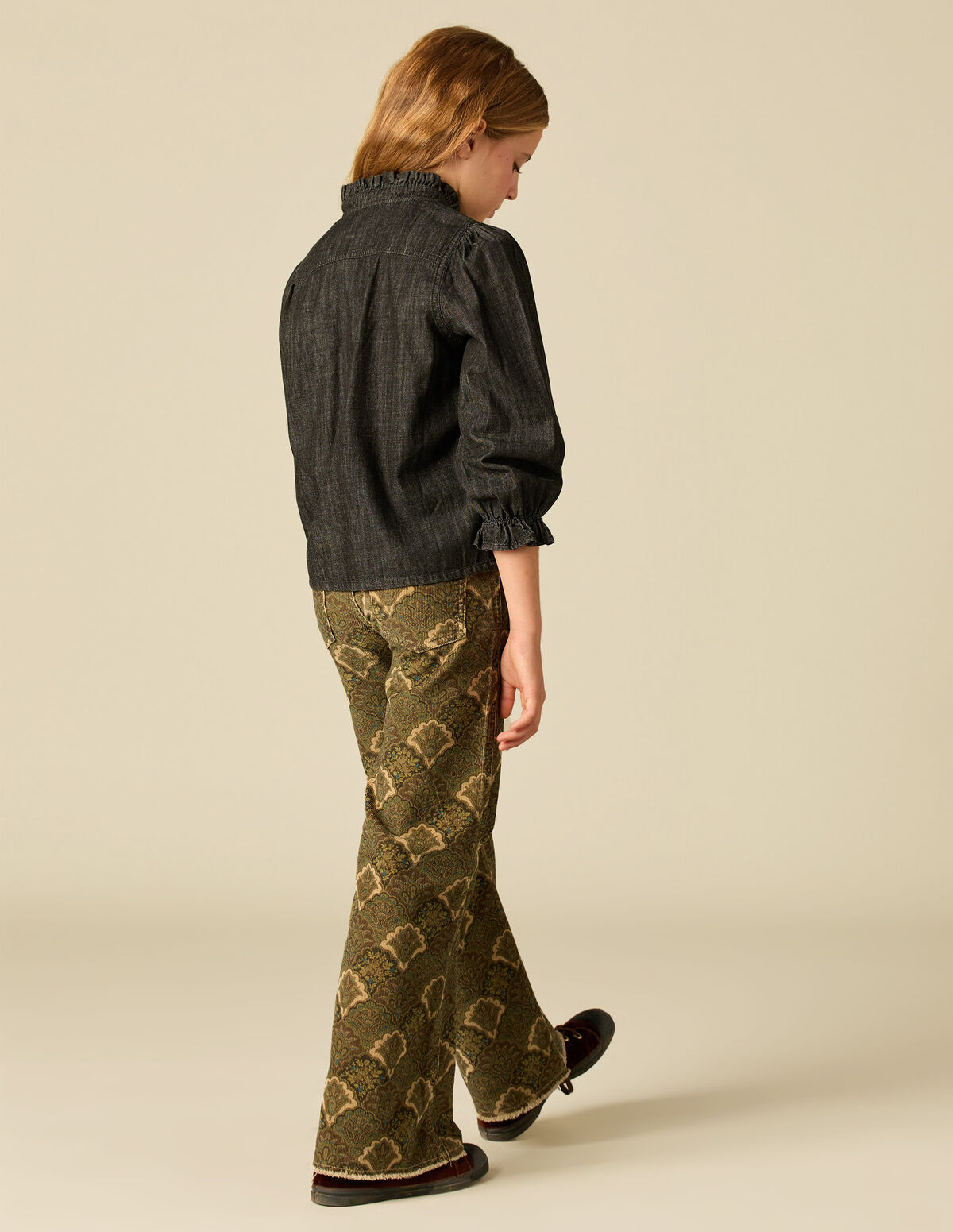 CALÇAS BOMBAZINA PRINT CASTANHO