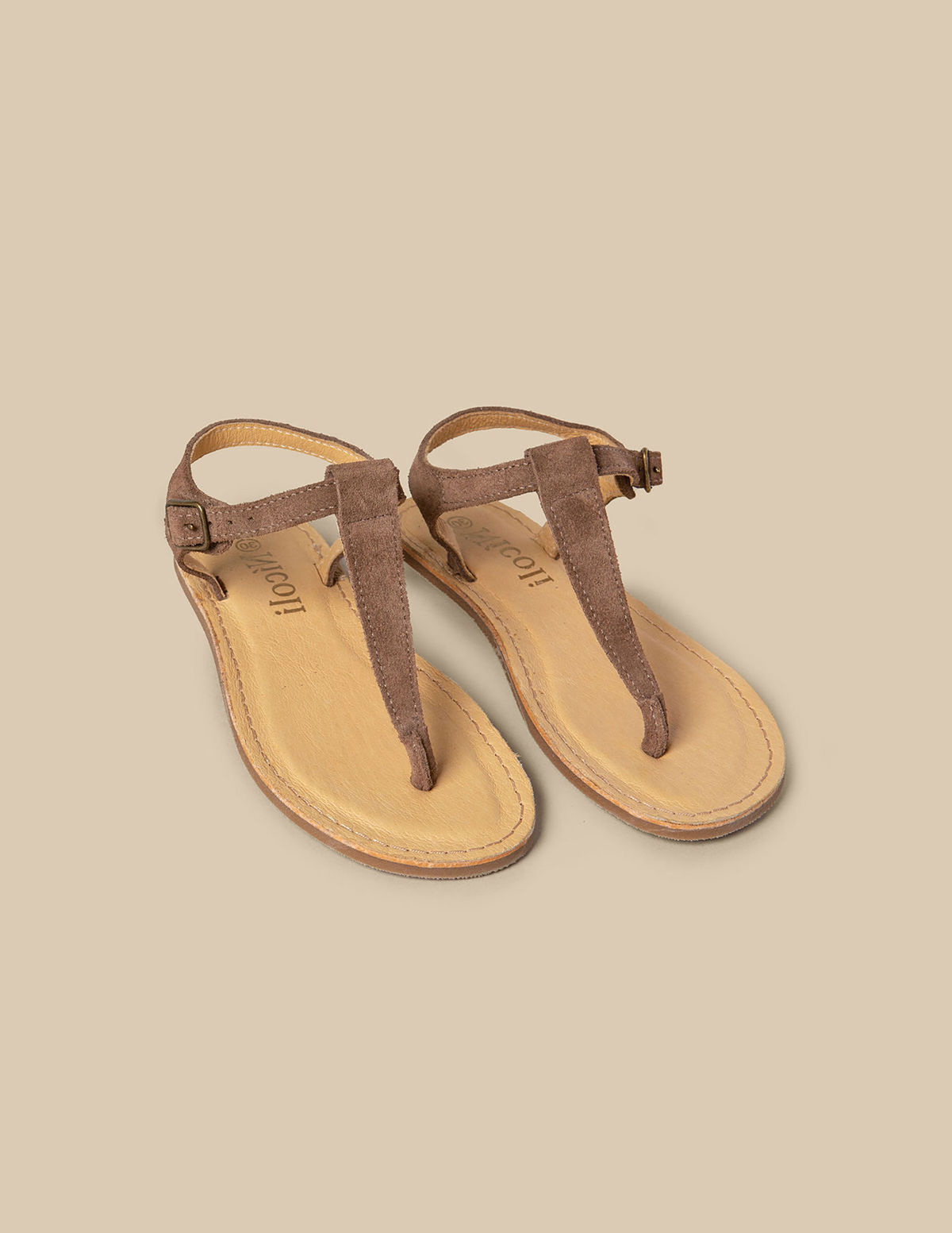 Sandalia piel topo
