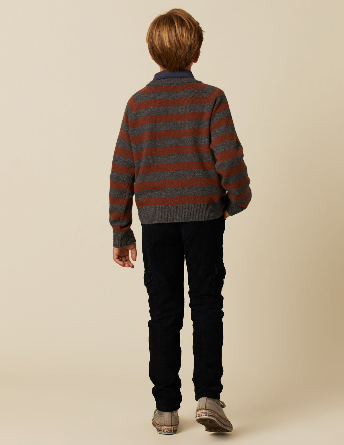 PULL GARÇON RAYURES MARRON/MARENGO