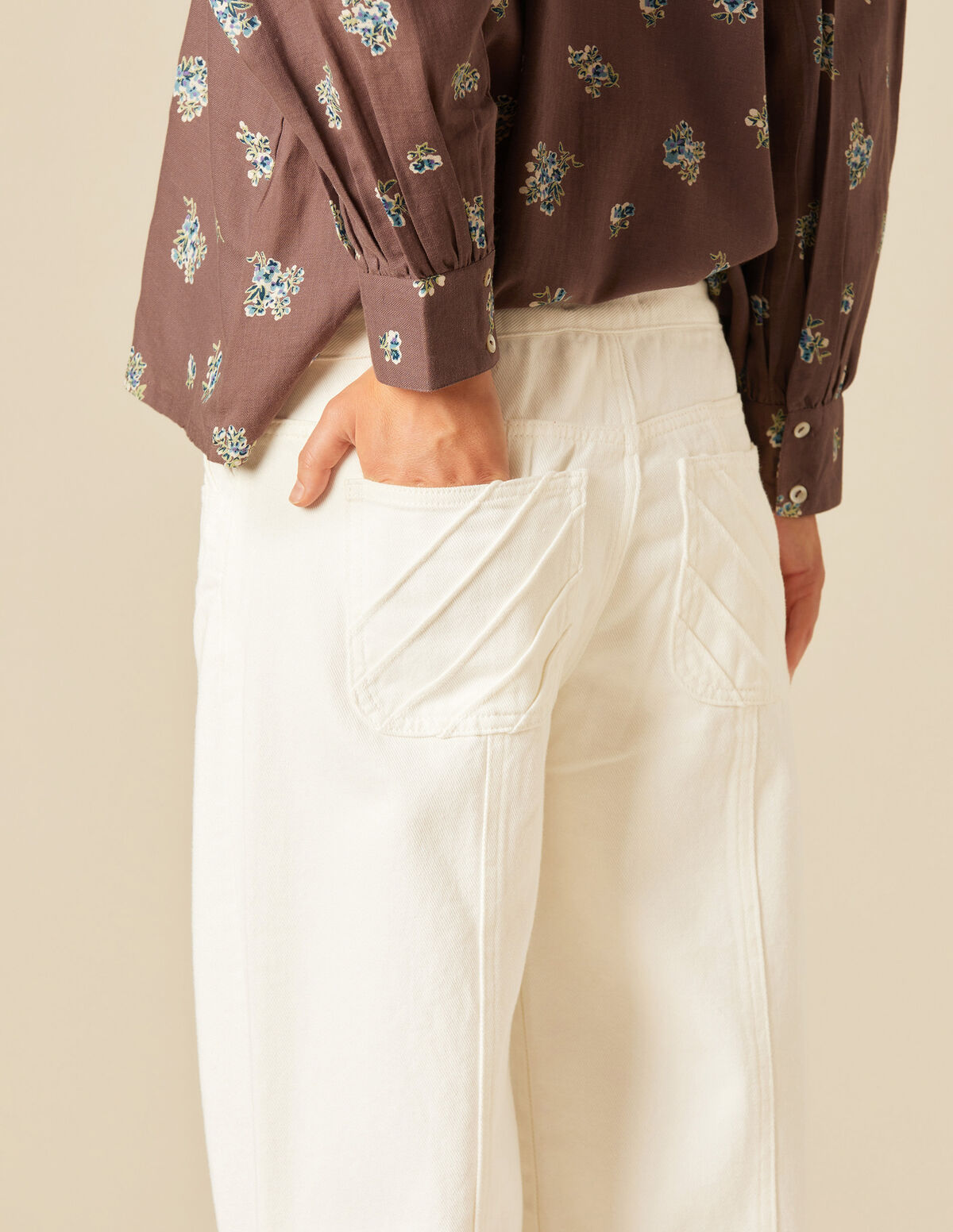 BLUE TOP-STITCHED POCKETS TROUSERS