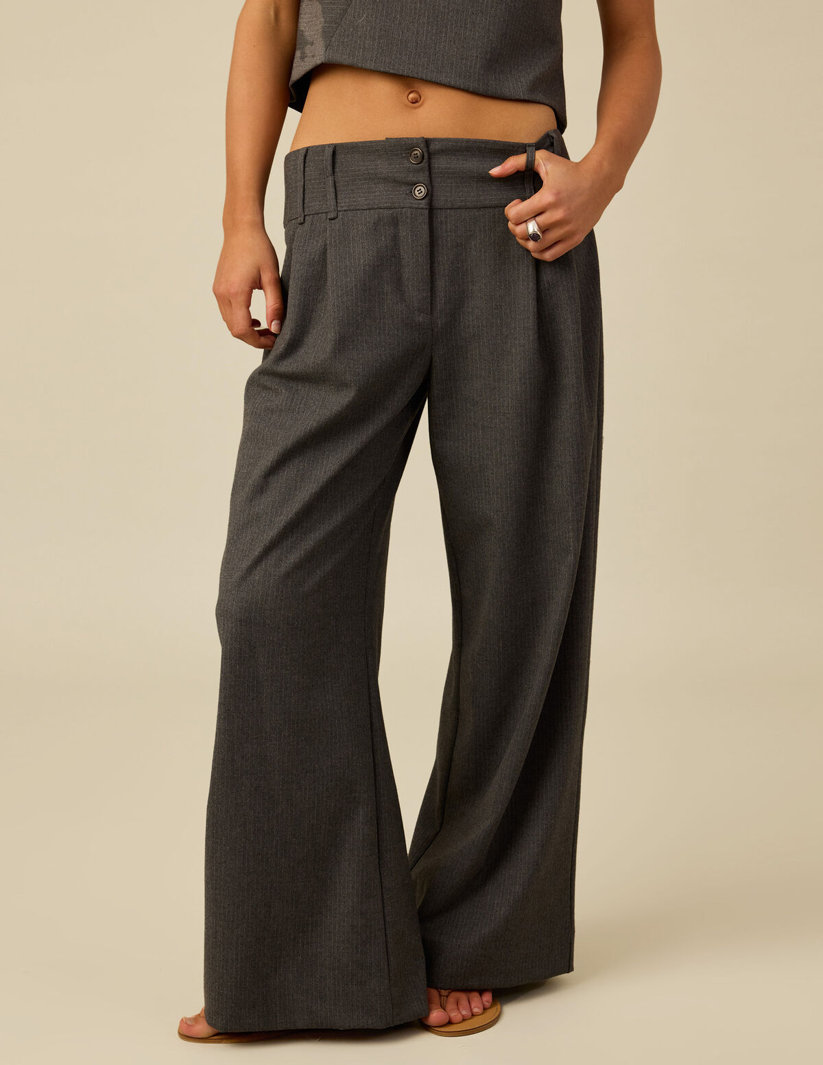 BLUE STRIPED WAISTBAND TROUSERS