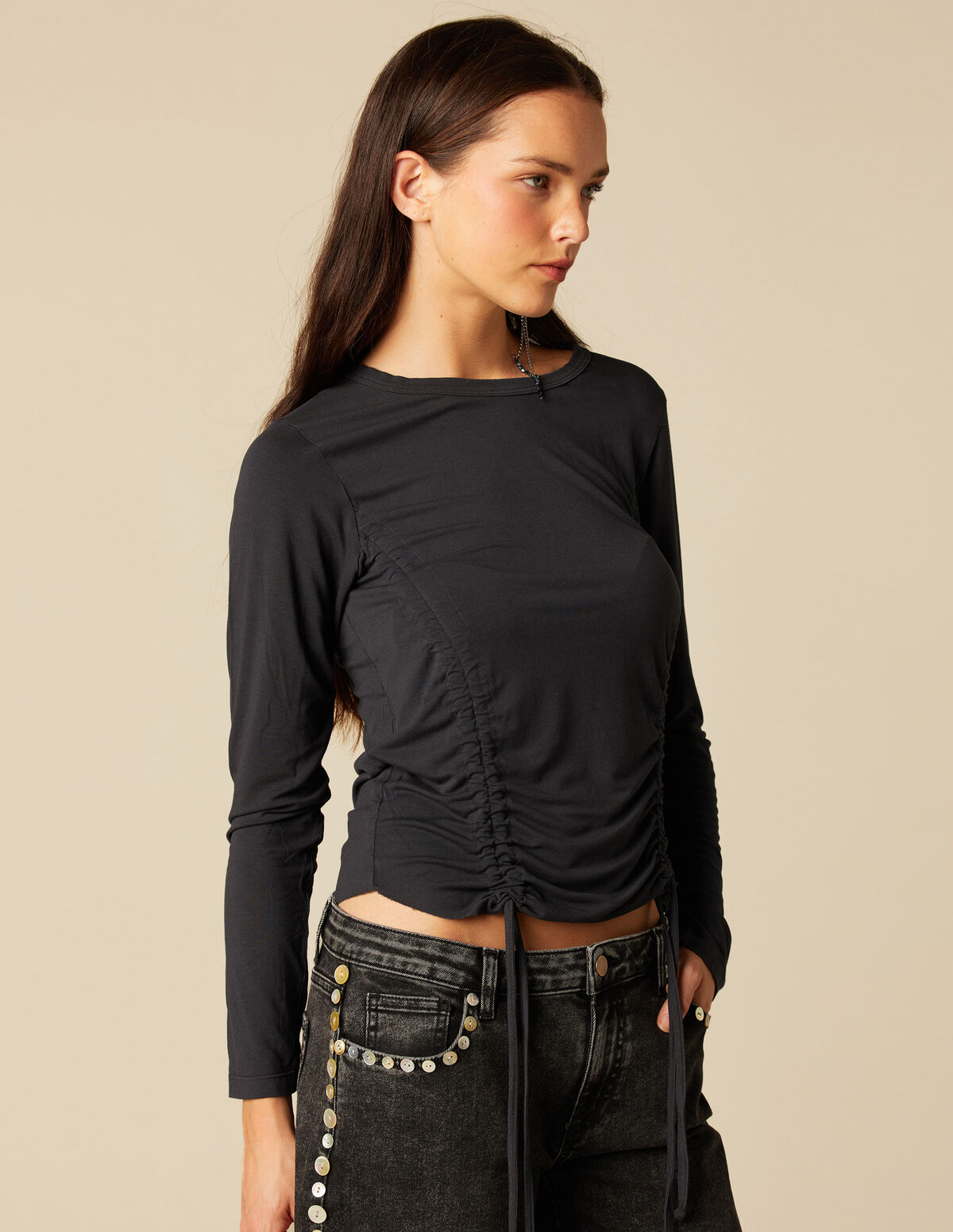 T-SHIRT FRONCÉ BRETELLE MOOR