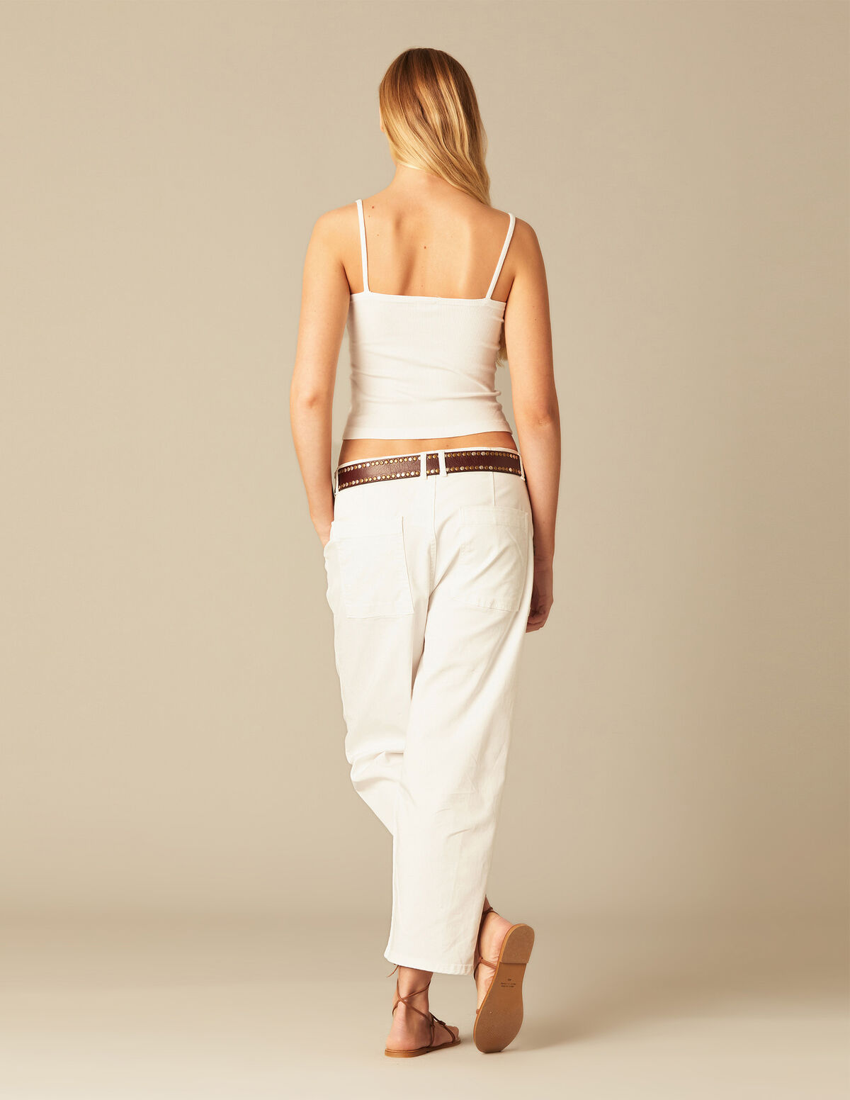 White buttoned low waist trousers