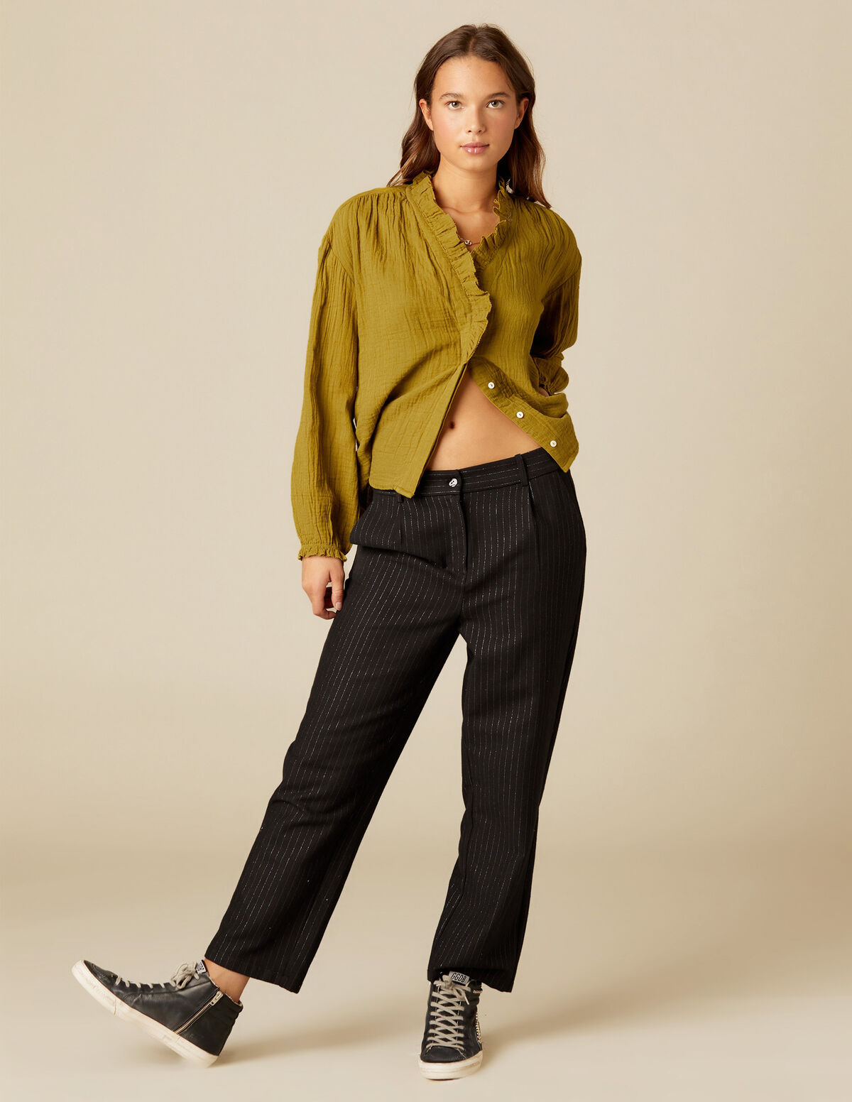 PANTAL&Oacute;N RAYA BRILLO AZUL