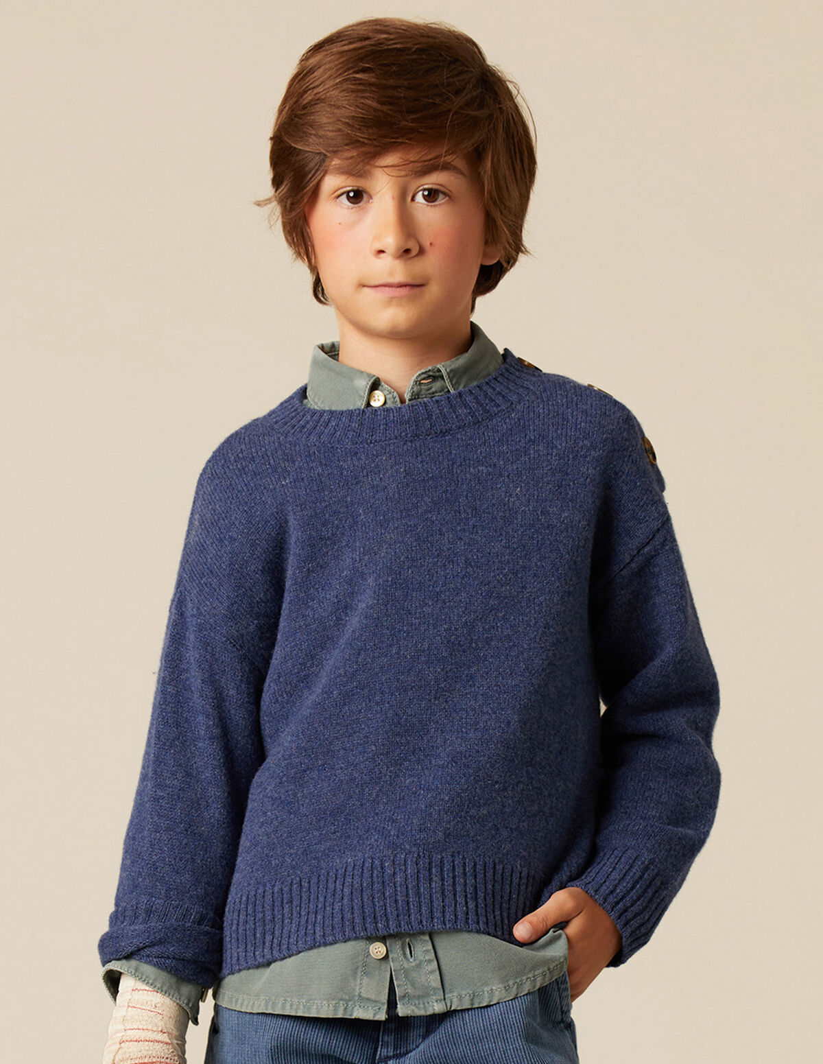 BLUE BUTTONED JUMPER