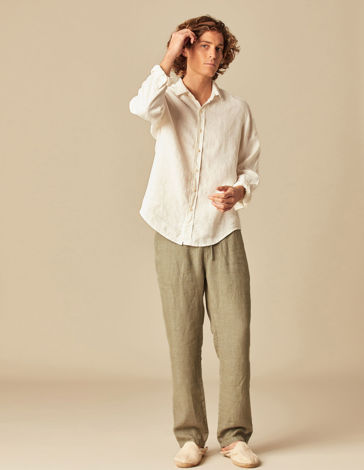 CHEMISE COL V LIN BLANCHE