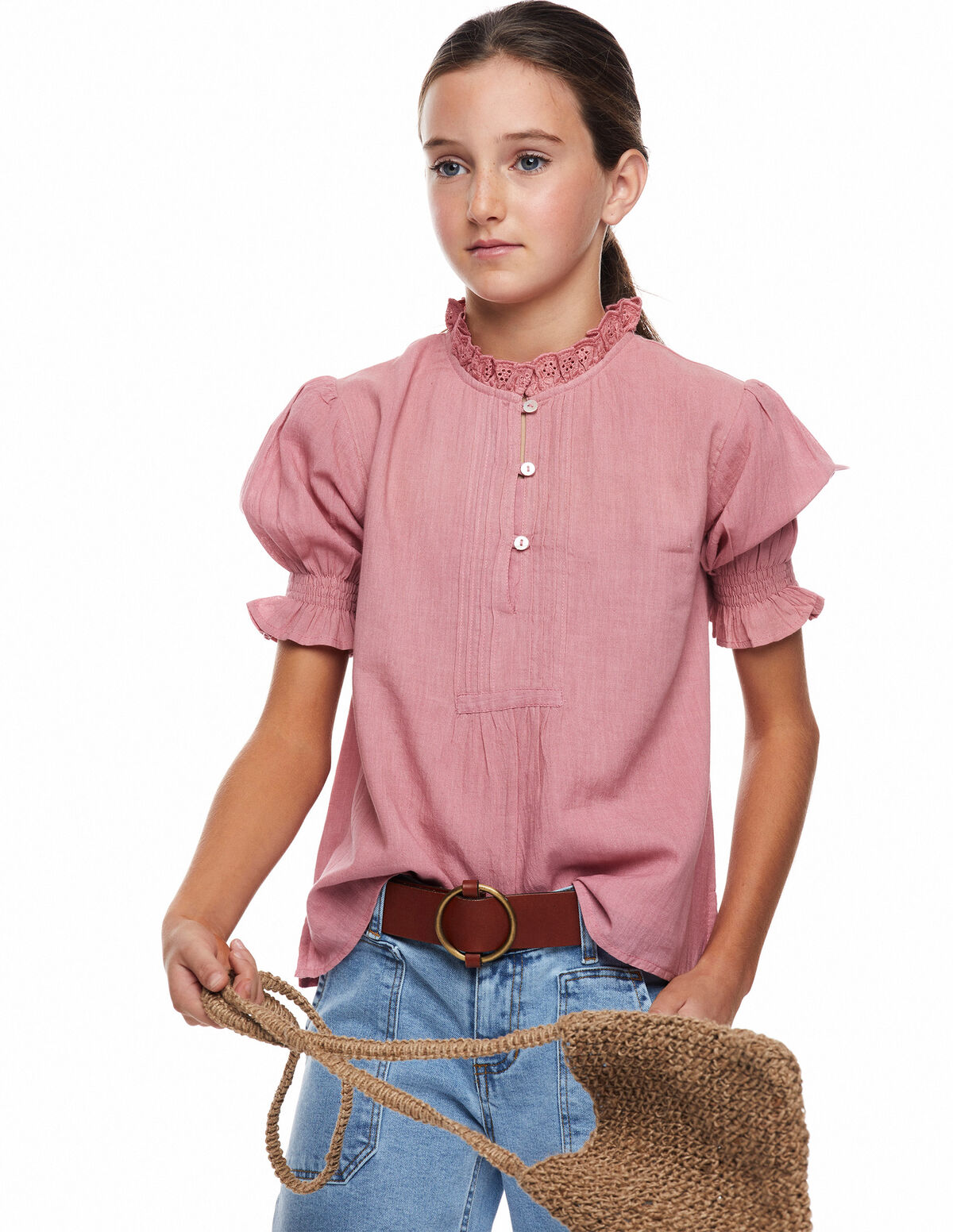 Camisa cuello perkins botones verde