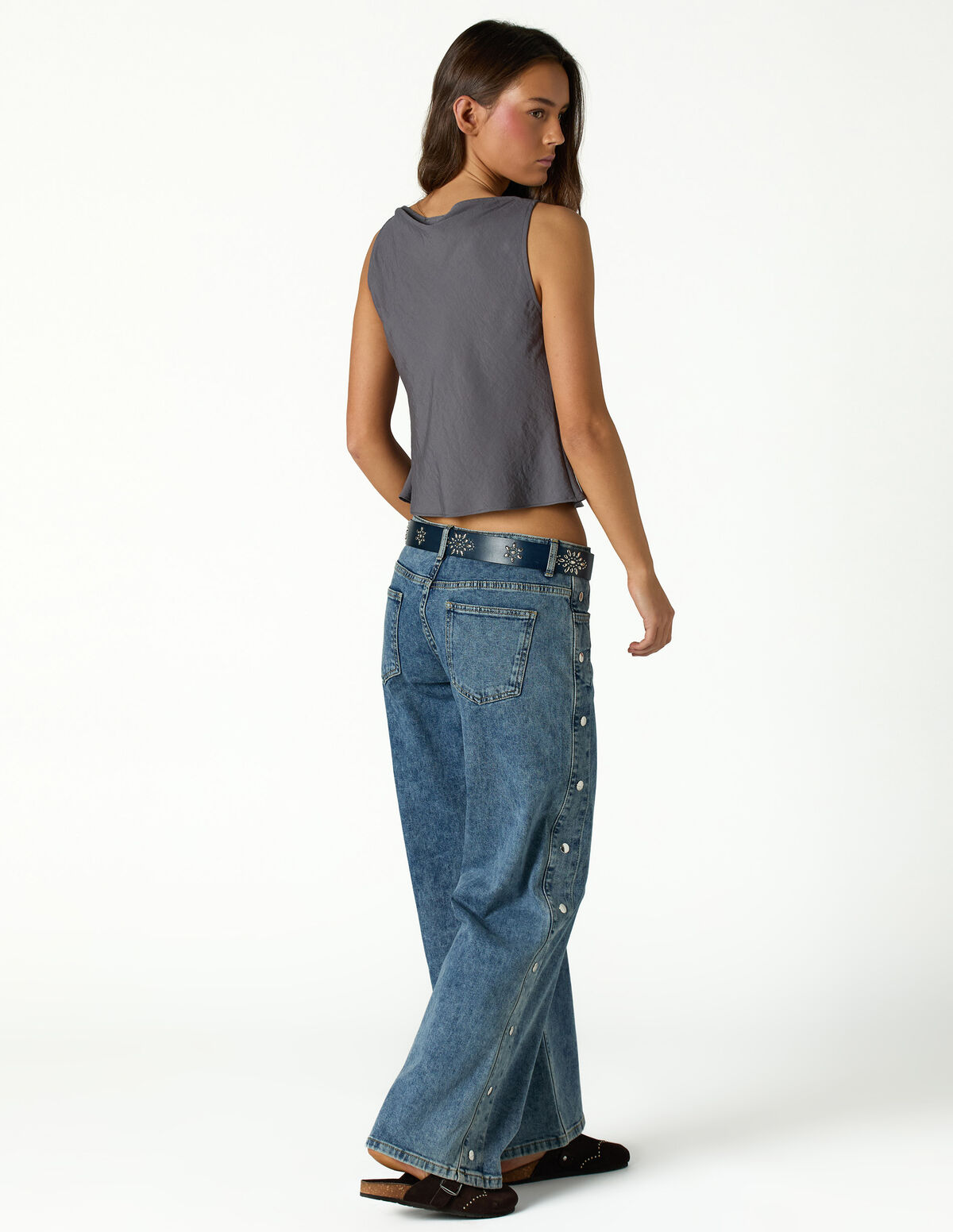 BLUE SIDE BUTTONS TROUSERS