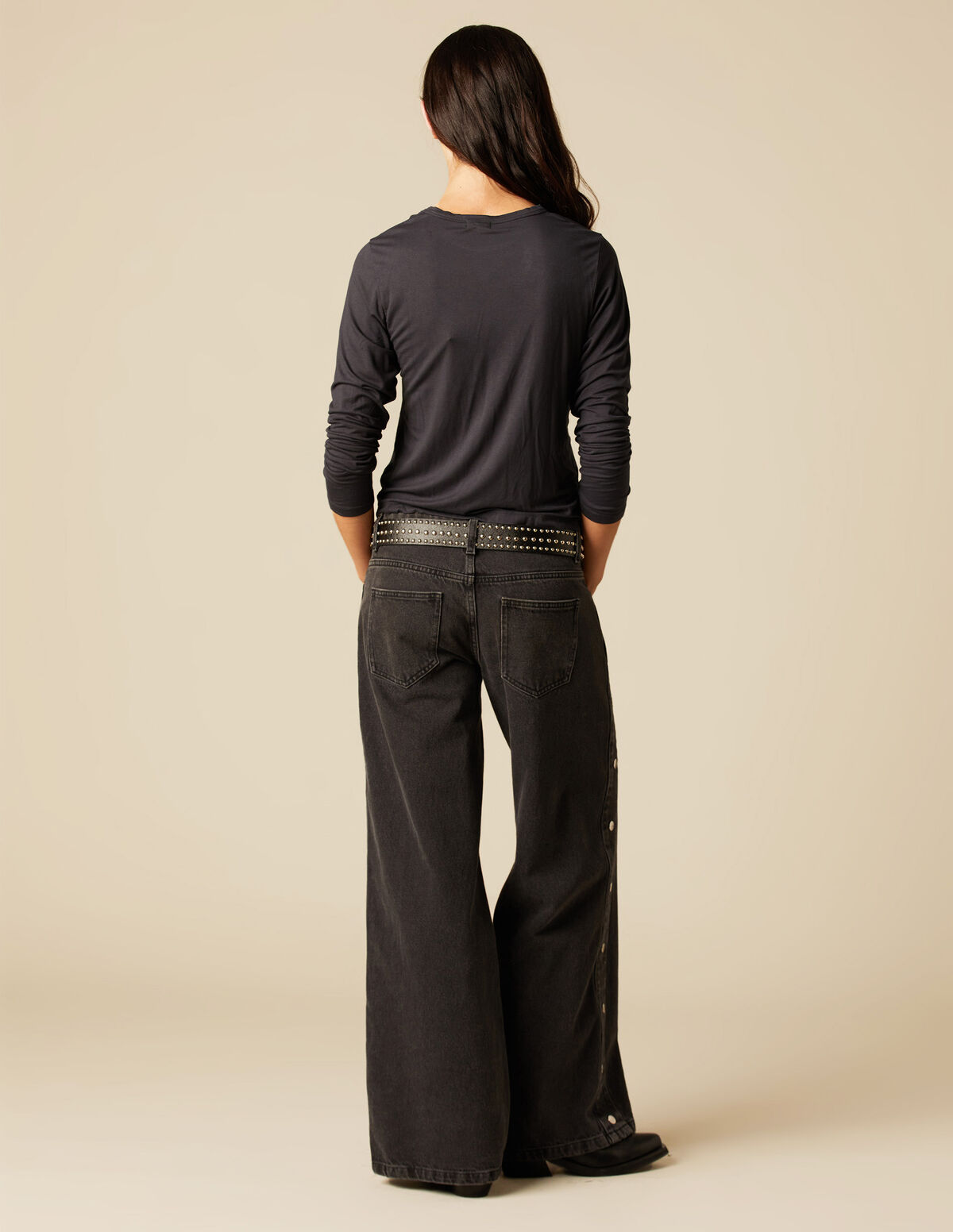 PANTALON BOUTONS CÔTÉ ANTHRACITE