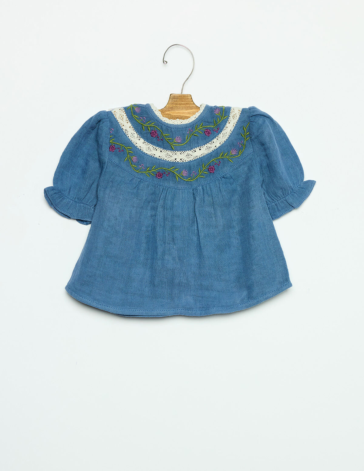 ANILINE BLUE EMBROIDERED SHIRT