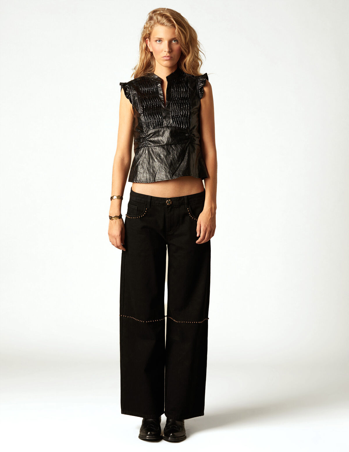 CAL&Ccedil;AS BOT&Atilde;O FLOR ANTRACITE TACHAS