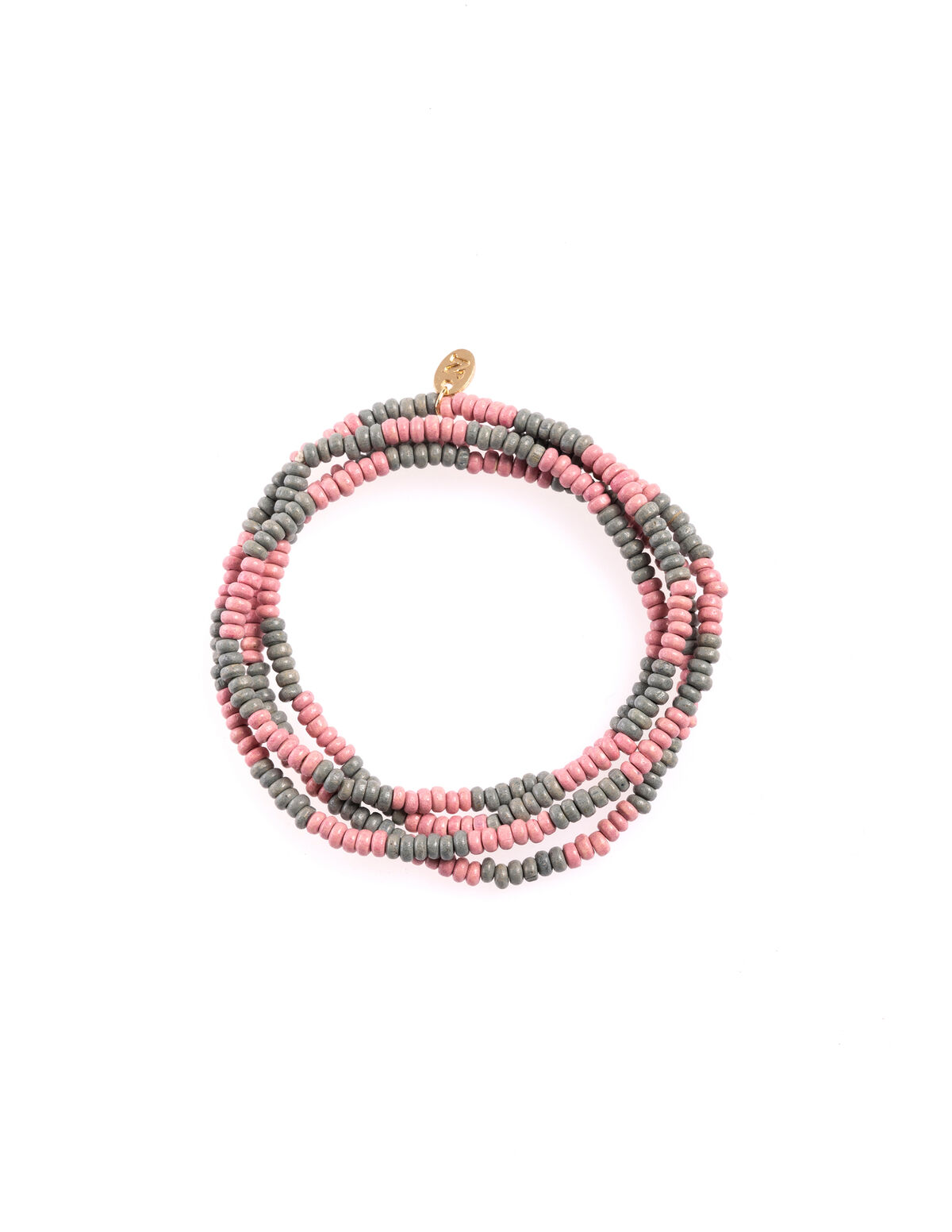 GREY/PINK BEADED LONG NECKLACE