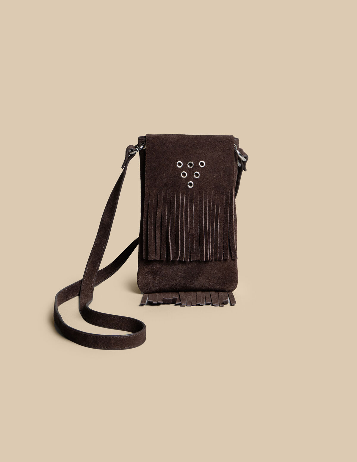 MAROON FRINGED SUEDE BAG