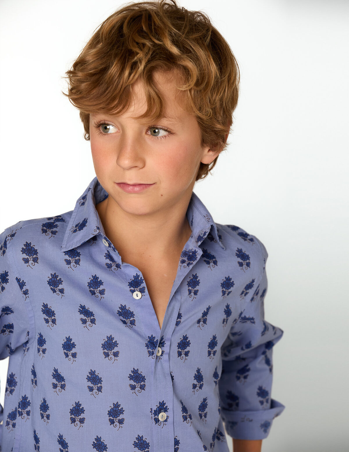 BLUE BUTI PRINT SHIRT