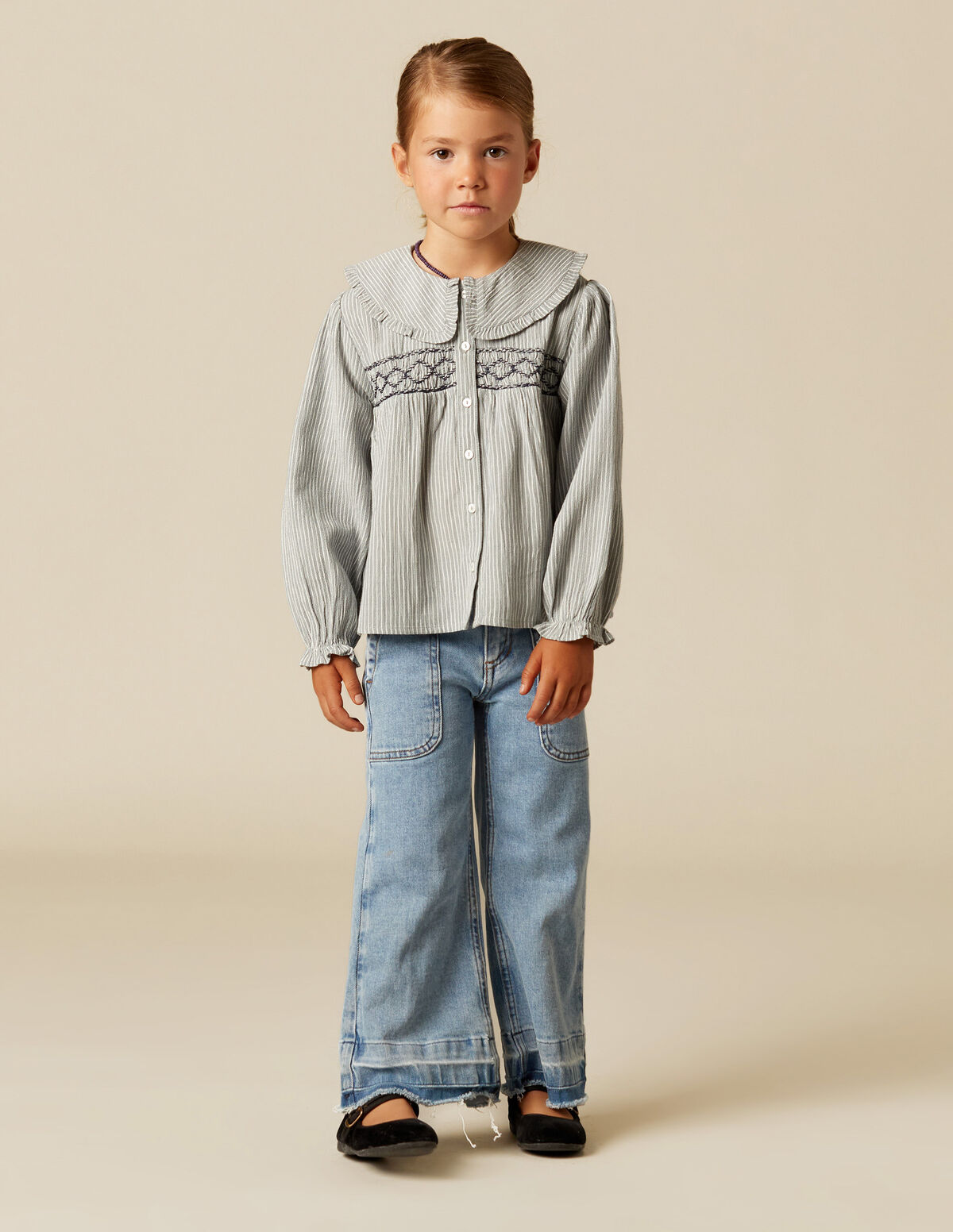Blue wide leg jeans