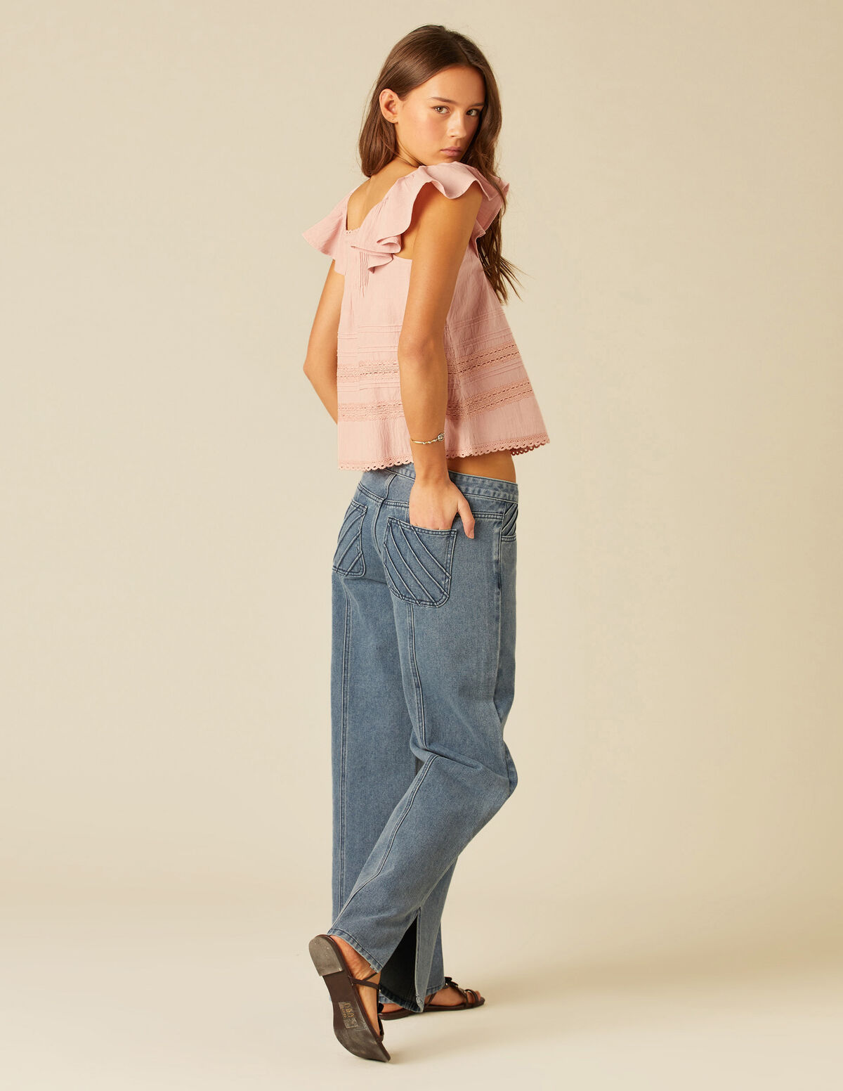 CAMISA JARETAS VOLANTE ROSA
