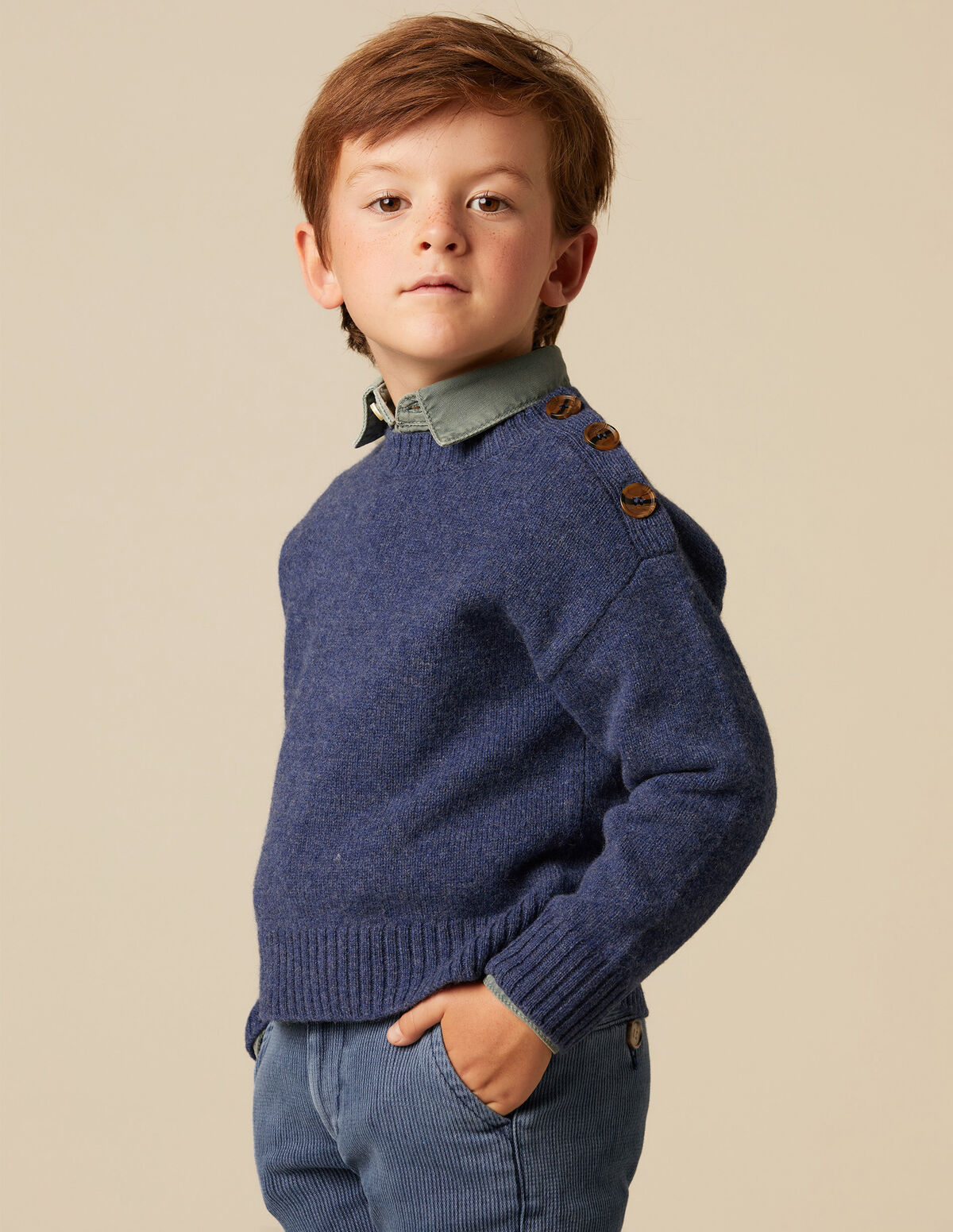 BLUE BUTTONED JUMPER